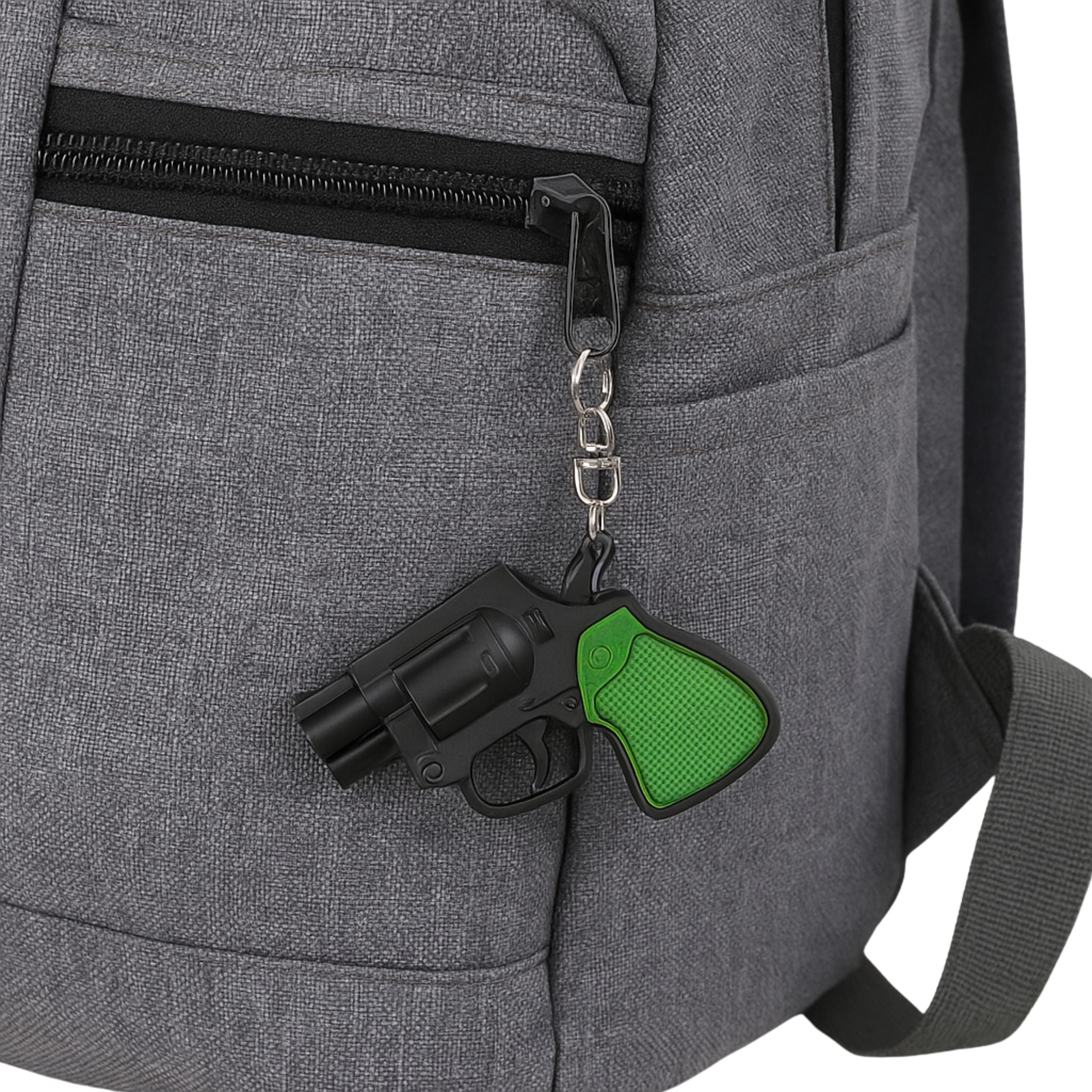 Mini Pistol Revolver Keychain Gadget Led Light Laser 6.5 Cm