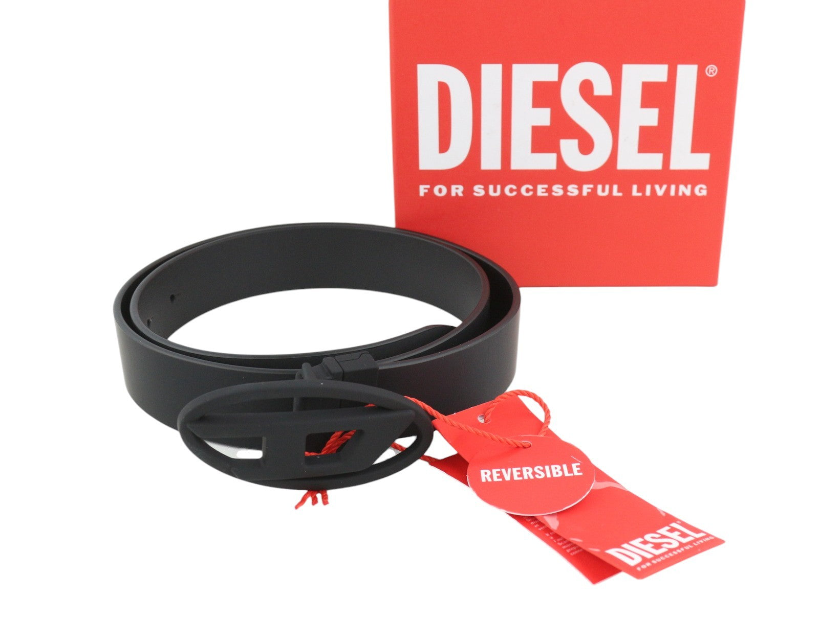 Diesel B-1dr W Rev Ii Damengürtel, schwarze Rindsleder-Wendeschnalle