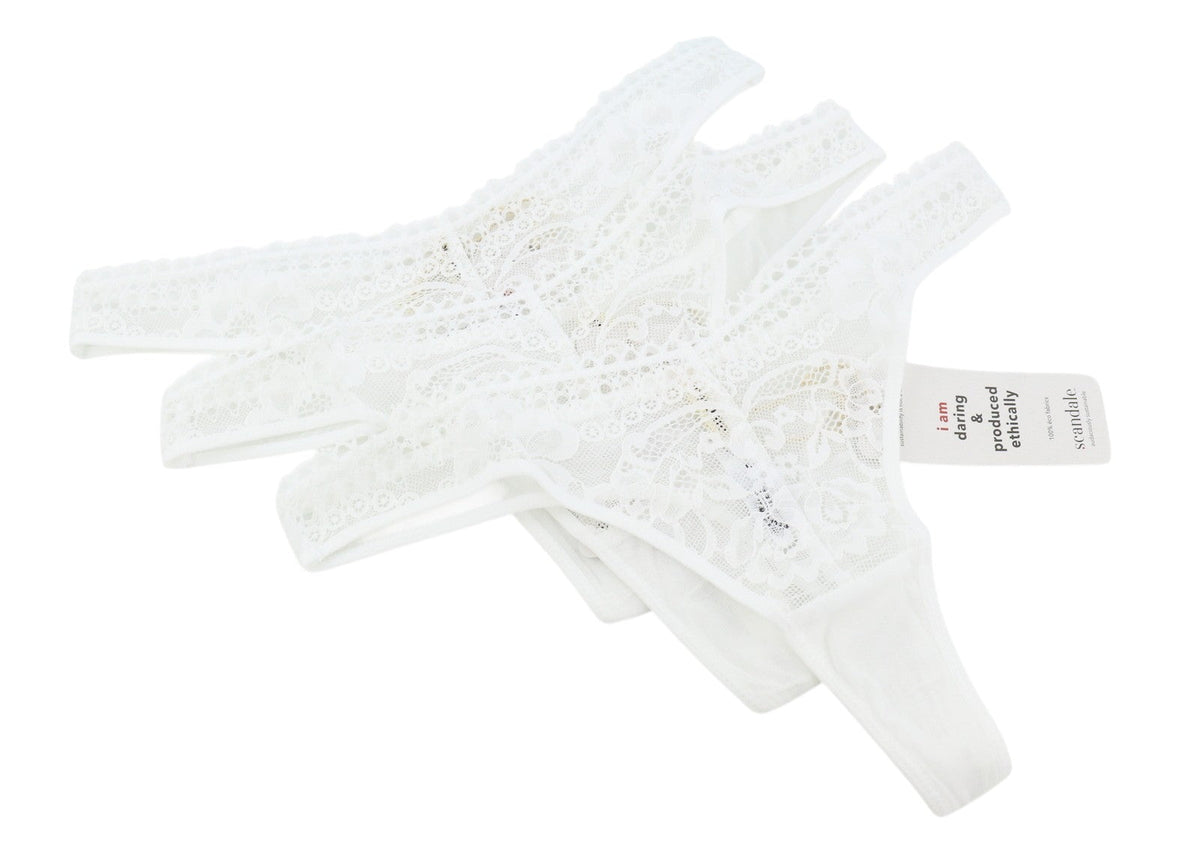 Scandale Le String Sensuell-ofärgad Dam Trosorvit Delikat Spets 3-pack