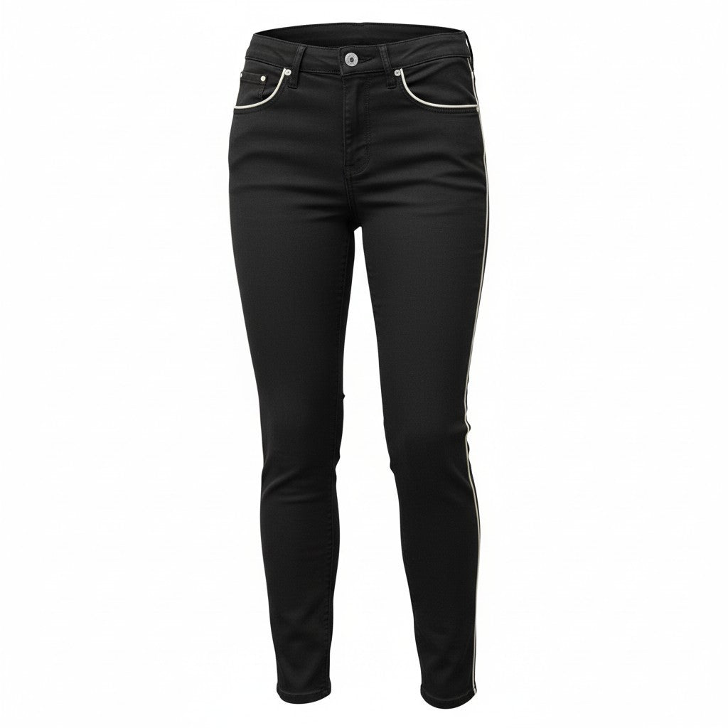 Maison Scotch La Bohemienne Kvinder Bukser Sort Mid Rise Skinny Sideline