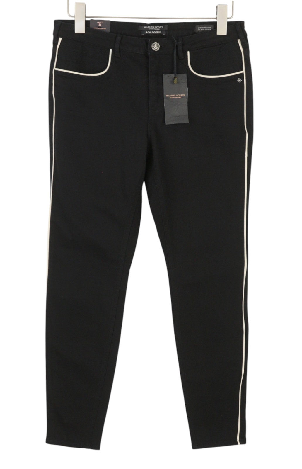 Maison Scotch La Bohemienne Kvinder Bukser Sort Mid Rise Skinny Sideline