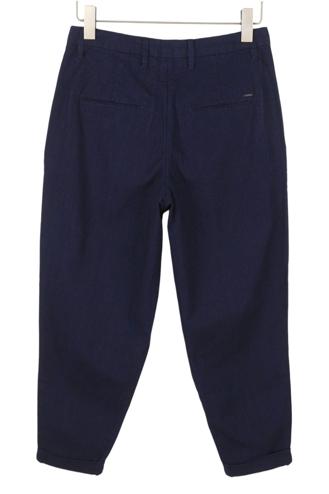 Scotch & Soda Damesbroek Donkerblauw Geplooide Cropped Omslag Loose Fit