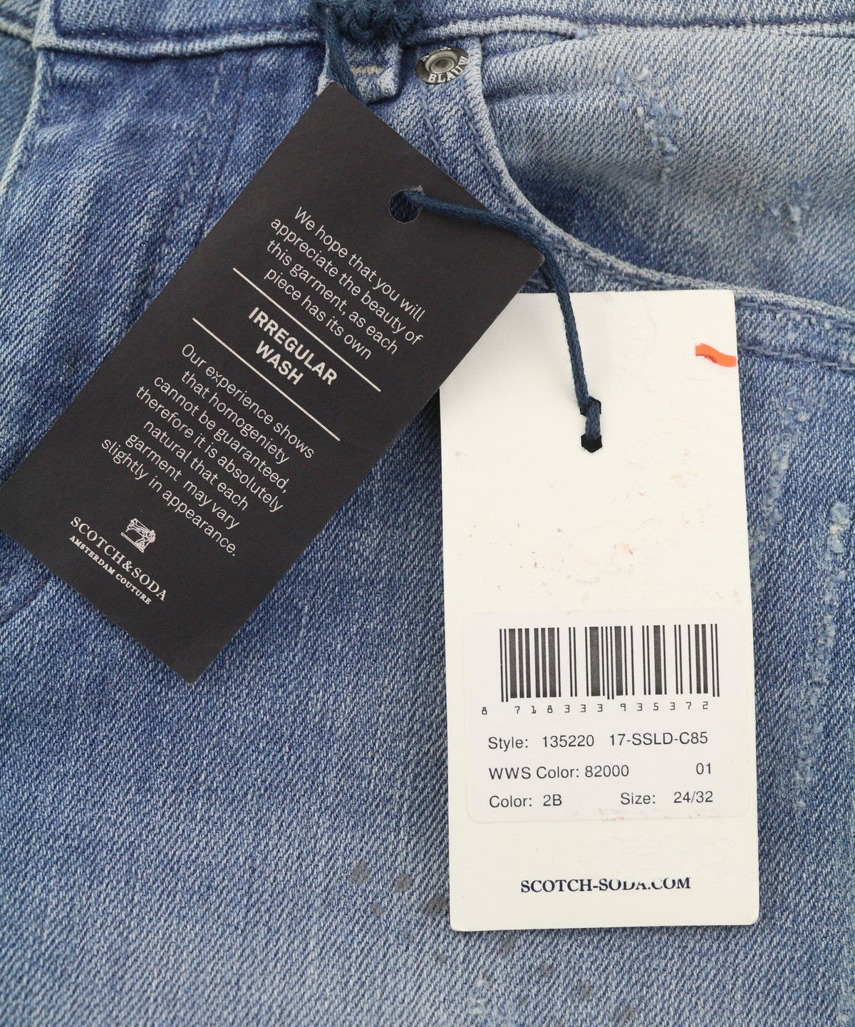 Scotch & Soda Supreme Slim Straight Leg Jeans feminino azul desbotado Distress