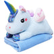 Plush Unicorn Cuddly Toy With Blanket 160x110cm Blue 55cm