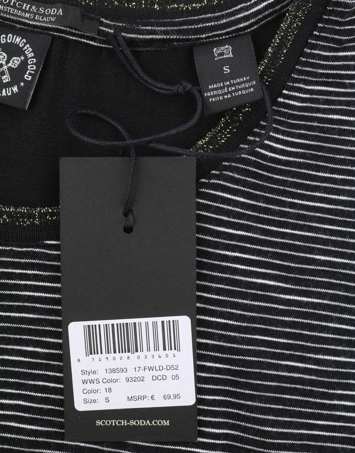 Scotch & Soda Femme T-shirtnoir Rayé Col Rond Dos Long Sans Manches