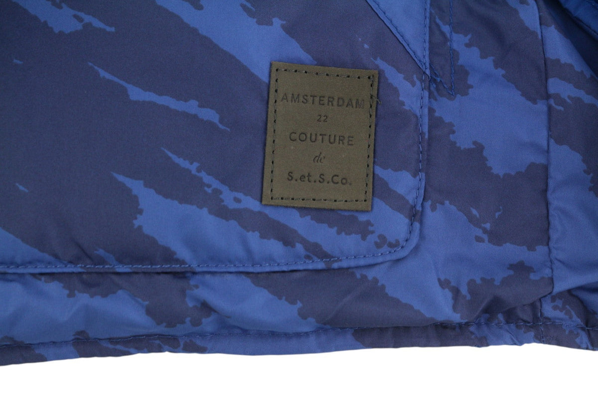 Gilet da uomo Scotch & Soda blu trapuntato reversibile mimetico bicolore