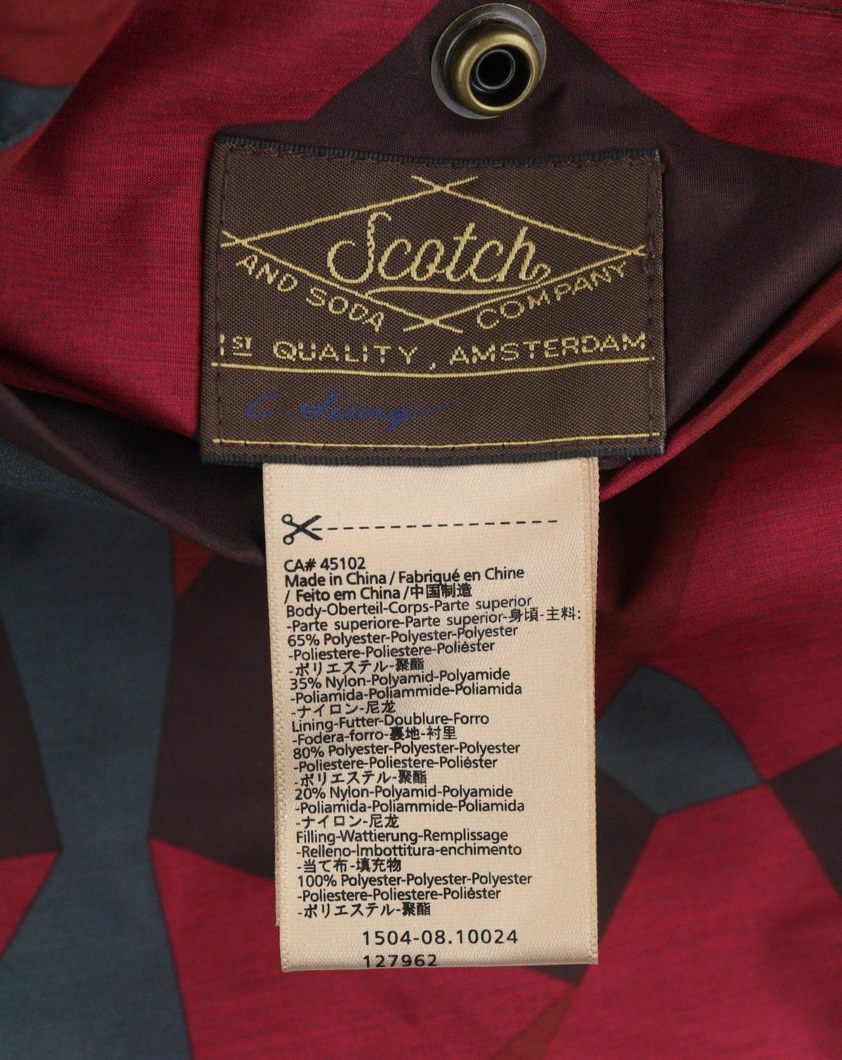 Pánská bunda Scotch & Soda se vzorem prošívaná polstrovaná patentní knoflíky