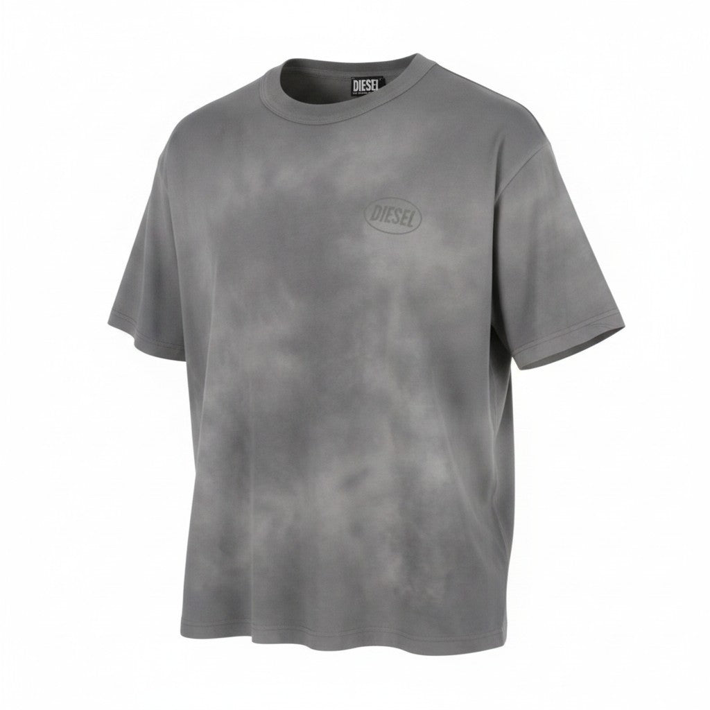 Diesel T-wash-out Men T-shirtgrey Faded Oversized Short Sleeved