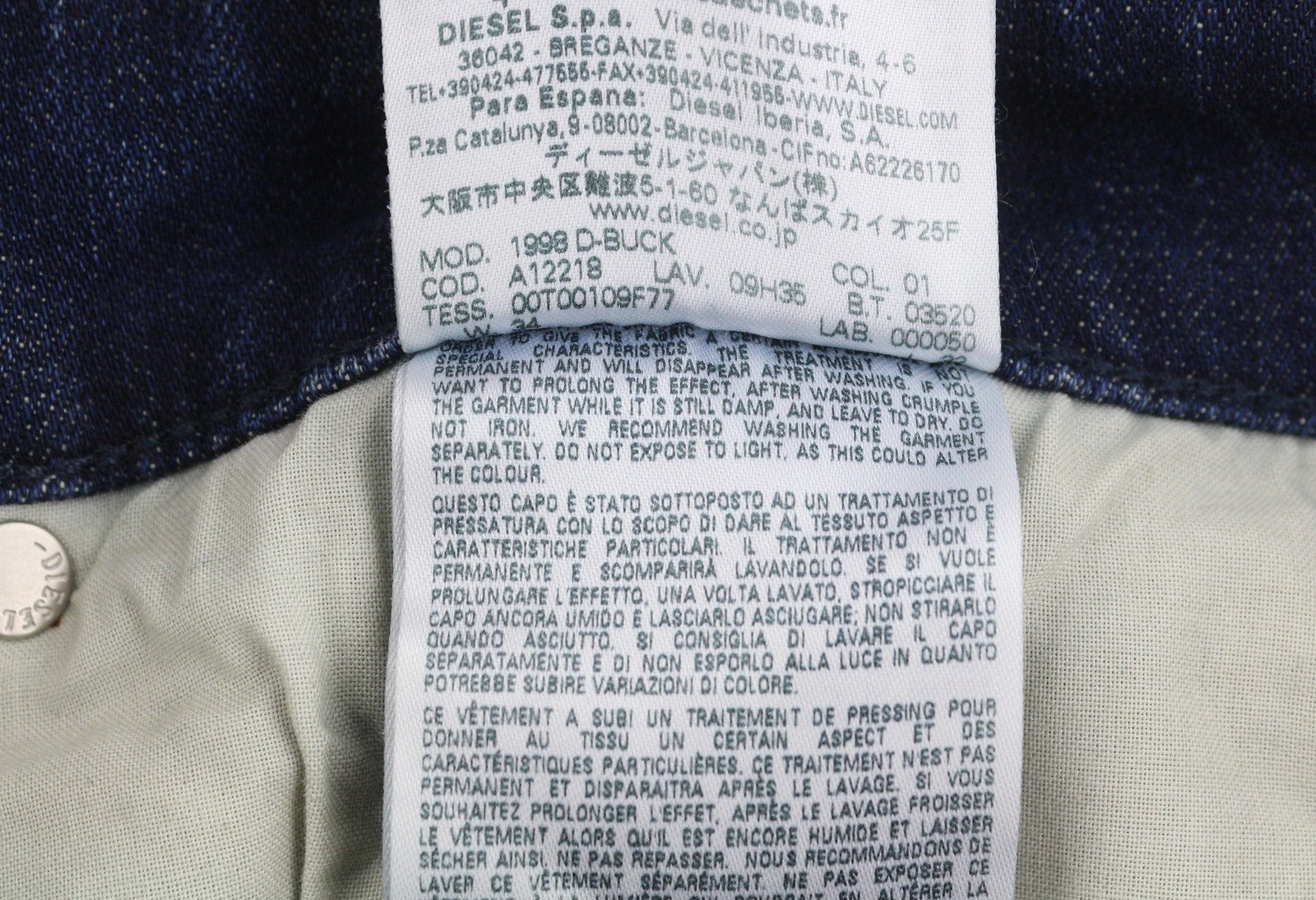 Diesel 1998 D-buck 09h35 Uomo Jeansblue Faded Slim Bootcut Rrp175