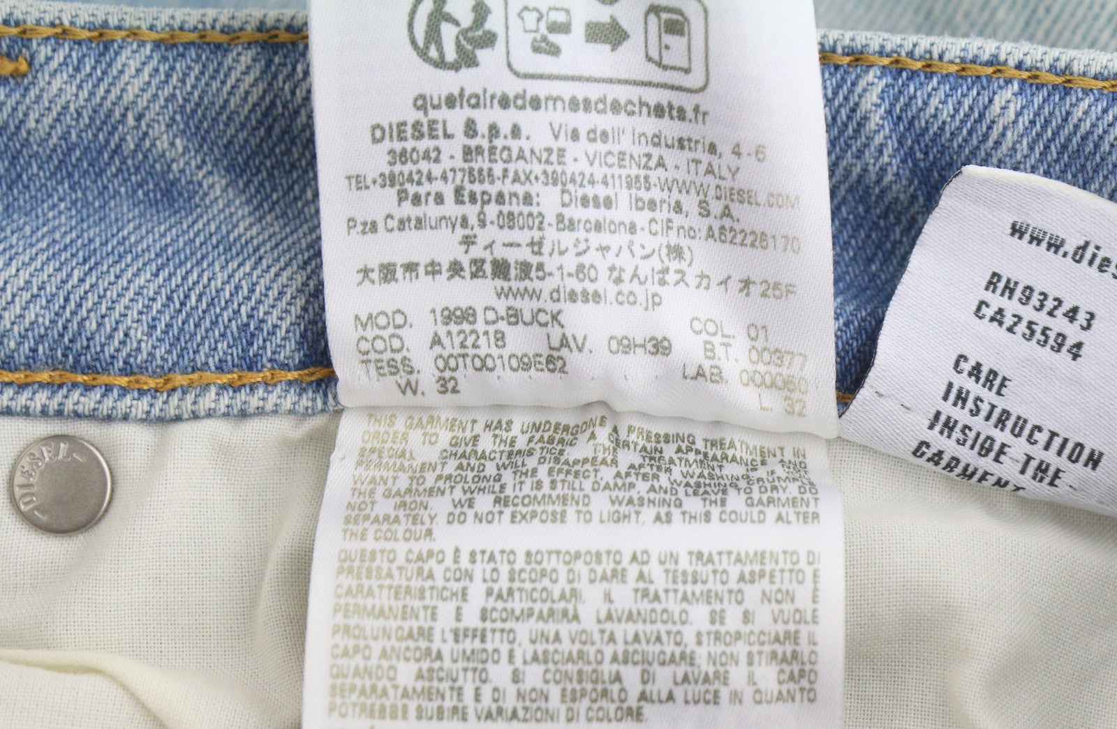 Diesel 1998 D-buck 09h39 Mænd Jeansblå Distress Slim Bootcut Rrp195