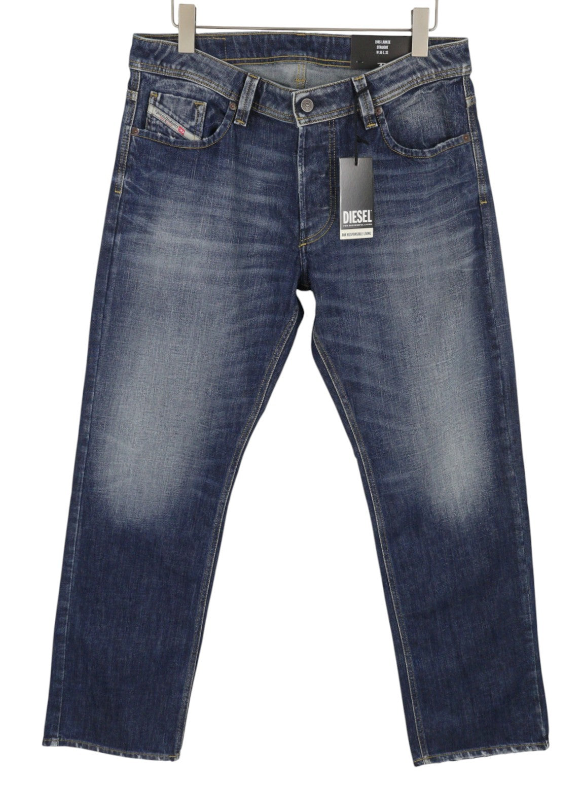 Diesel 1985 Larkee R917x Herre Jeansblå knurhår falmet lige Rrp195