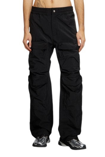 Diesel P-danzel Pantaloni da uomow34 Nero Utilità Gamba rilassata Cargo Rrp275