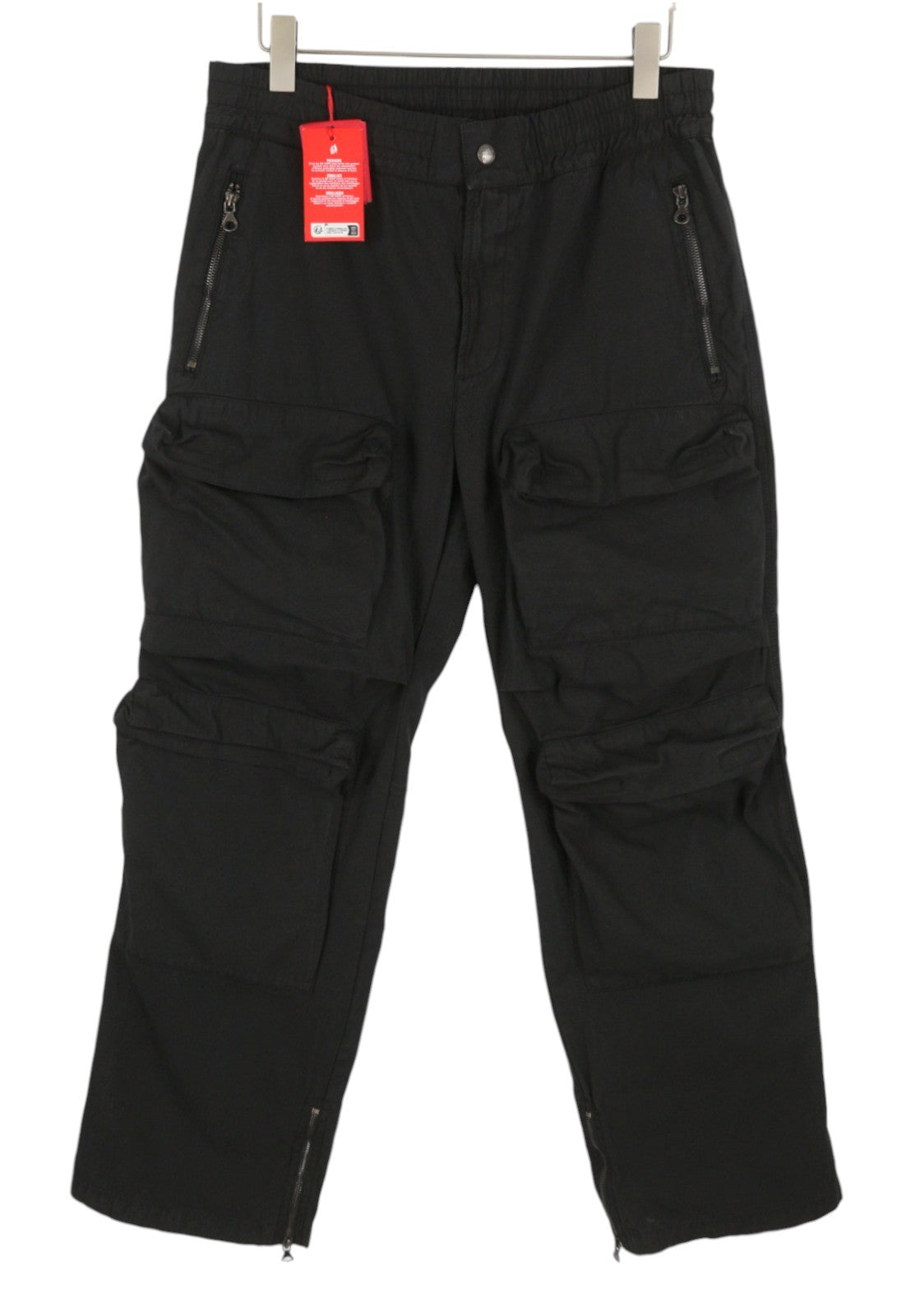 Diesel P-danzel Pantaloni da uomow34 Nero Utilità Gamba rilassata Cargo Rrp275