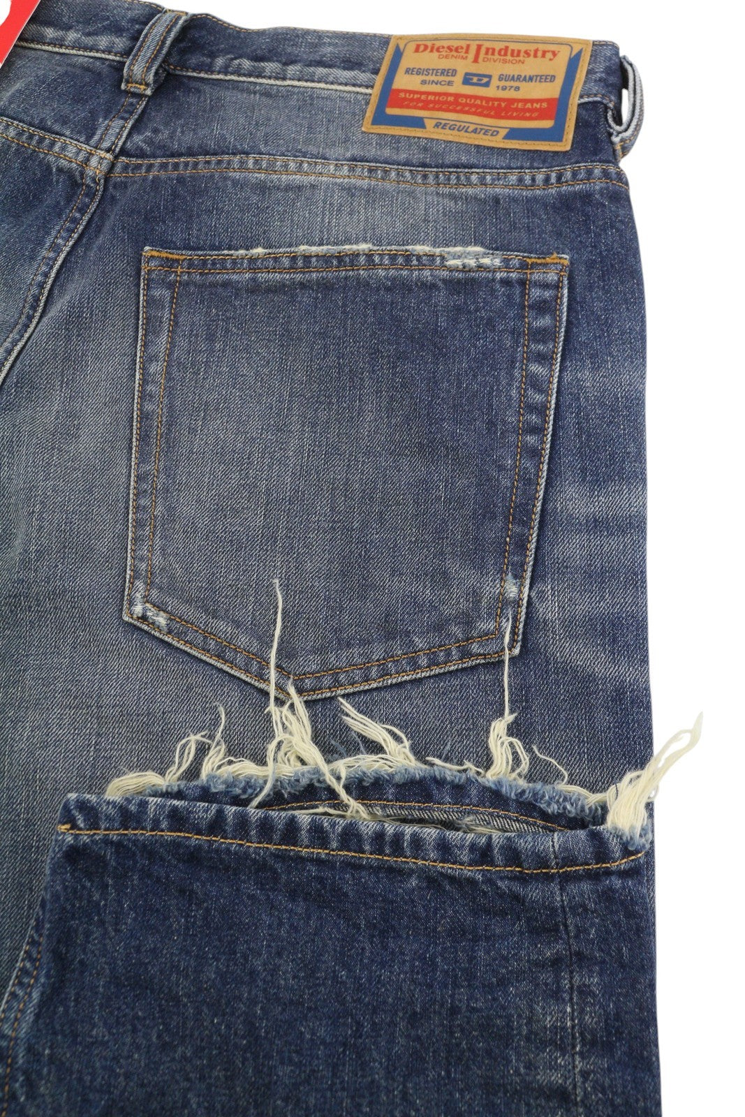 Diesel 2010 D-macs 09j95 Мъжки дънкови сини Distress Loose Straight Rrp275