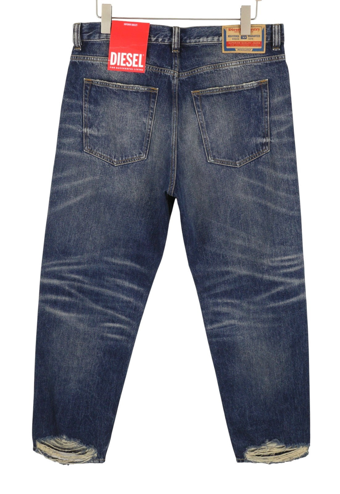 Diesel 2010 D-macs 09j95 Мъжки дънкови сини Distress Loose Straight Rrp275