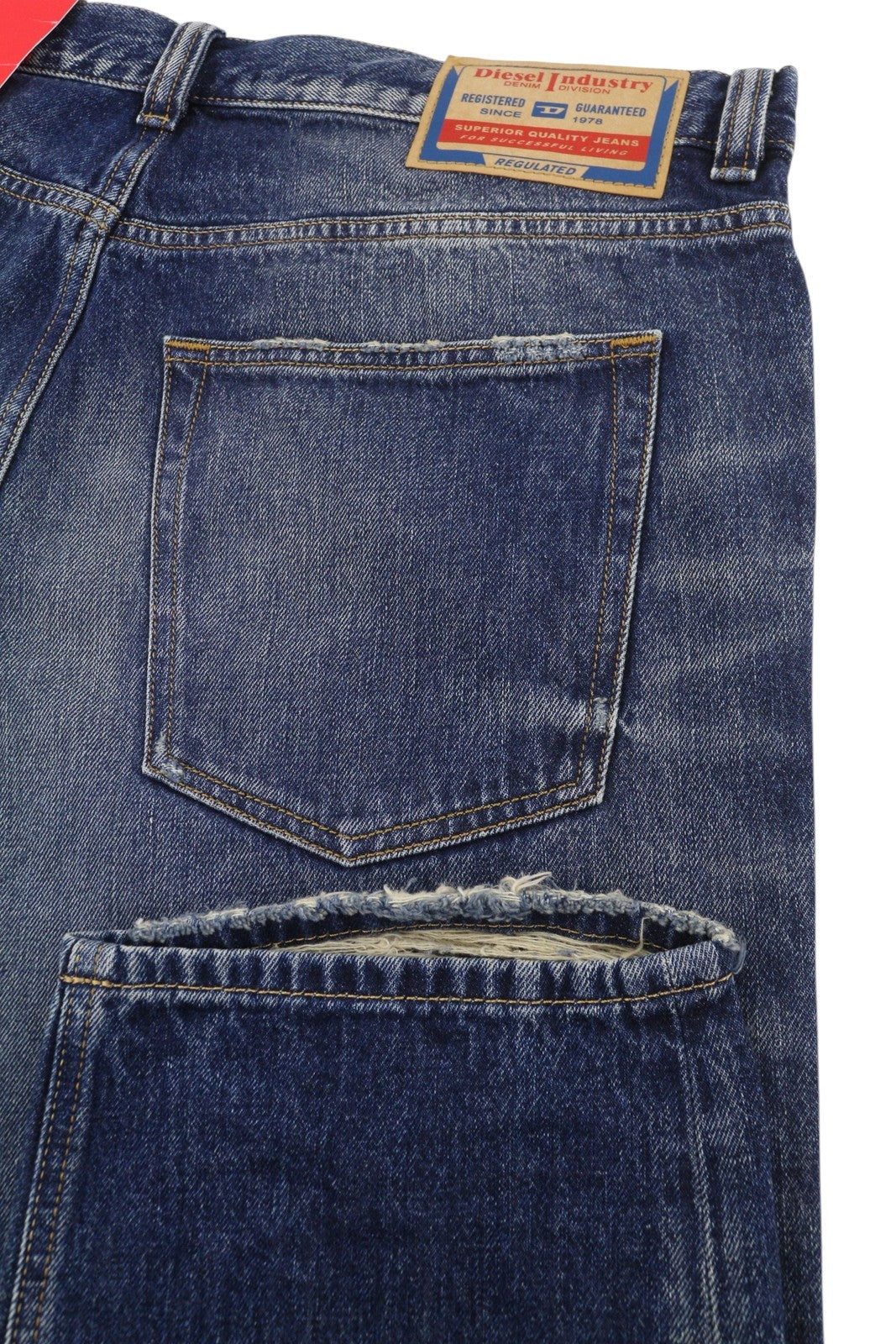 Diesel 2010 D-macs 09j95 Мъжки дънкови сини Distress Loose Straight Rrp275