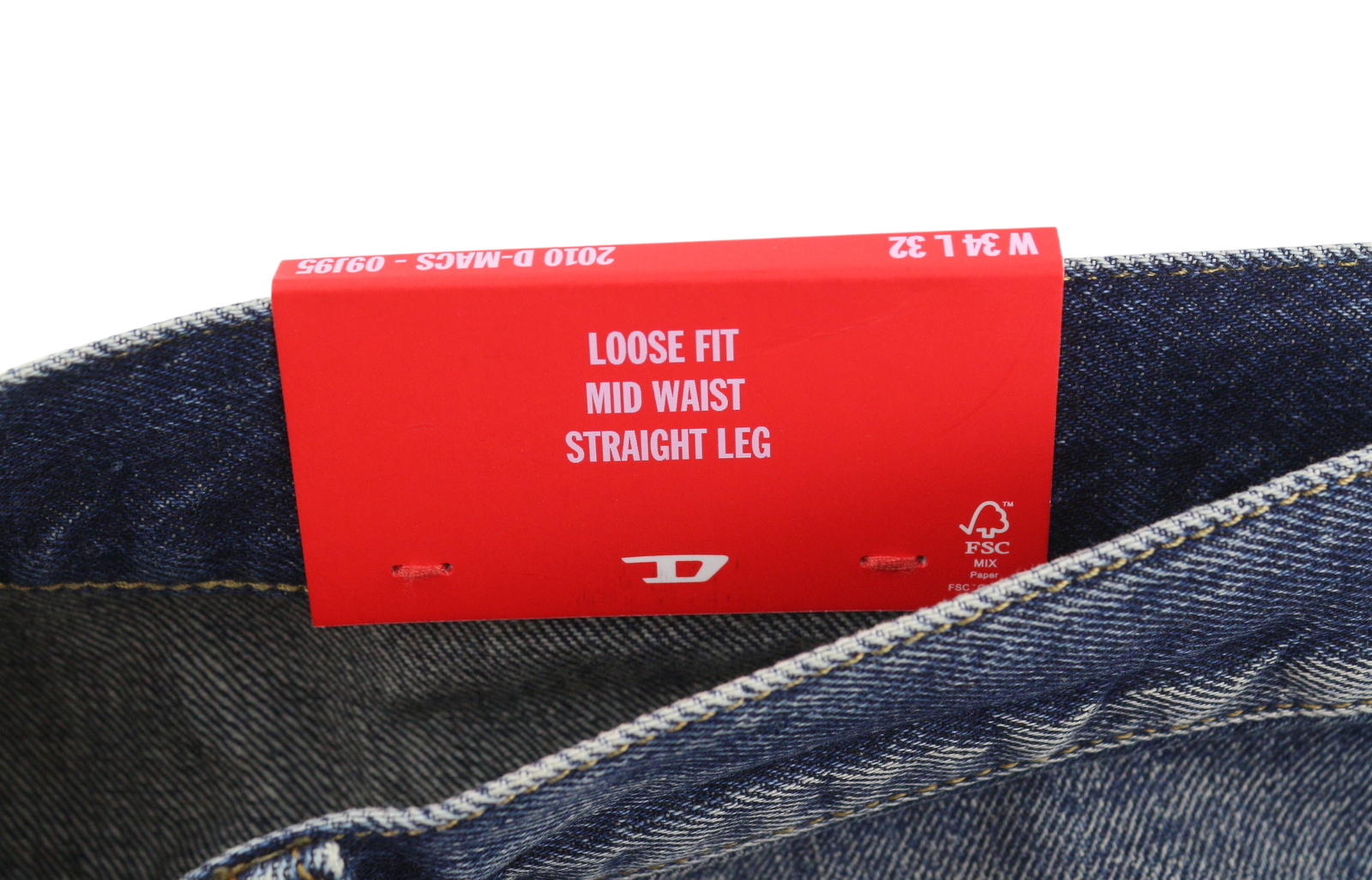 Diesel 2010 D-macs 09j95 Мъжки дънкови сини Distress Loose Straight Rrp275