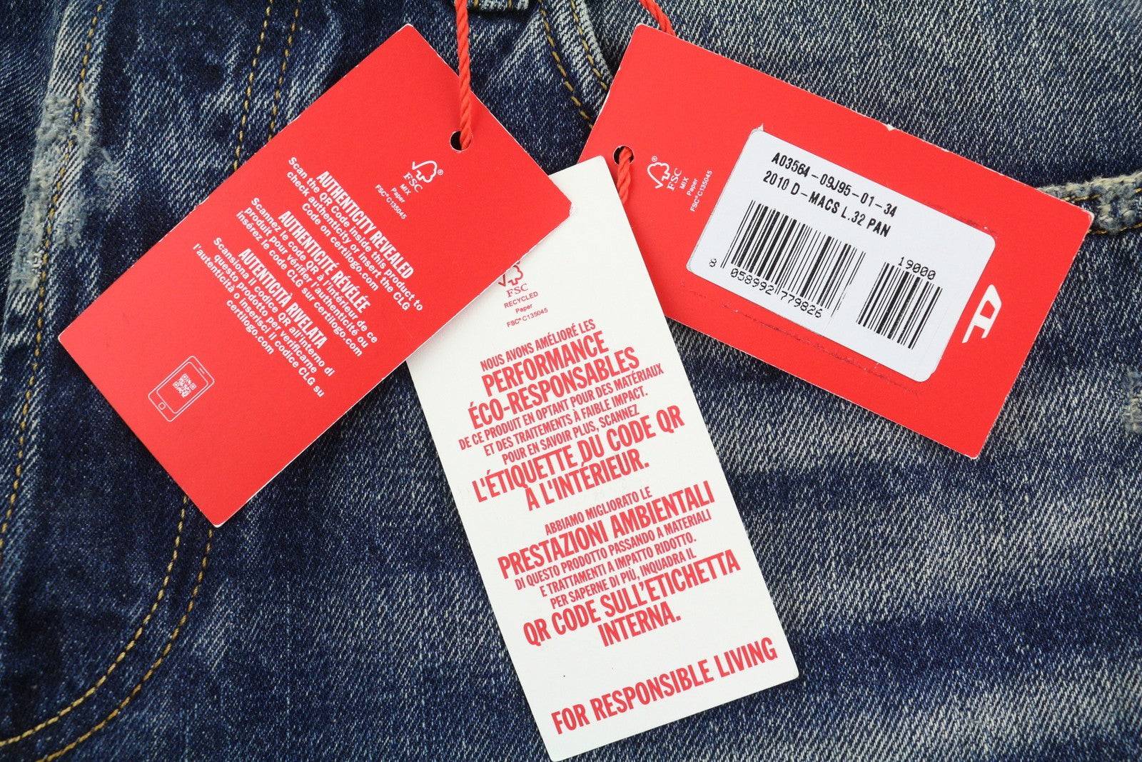 Diesel 2010 D-macs 09j95 Мъжки дънкови сини Distress Loose Straight Rrp275