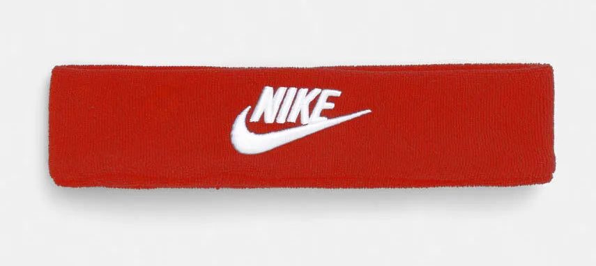 Nike clasaiceach headband leathan ollscoil terry dearg dearg