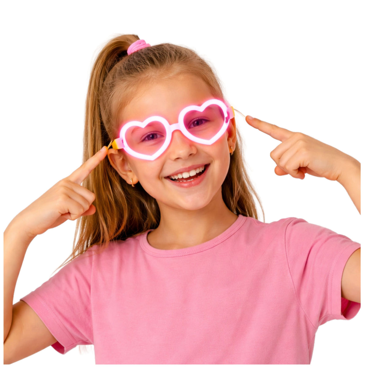 Fluorescent Heart Glasses Glow In The Dark Stick Neon Red