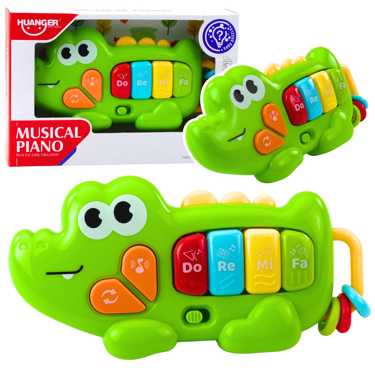 Interactive Musical Piano For Toddlers Crocodile Beads Green