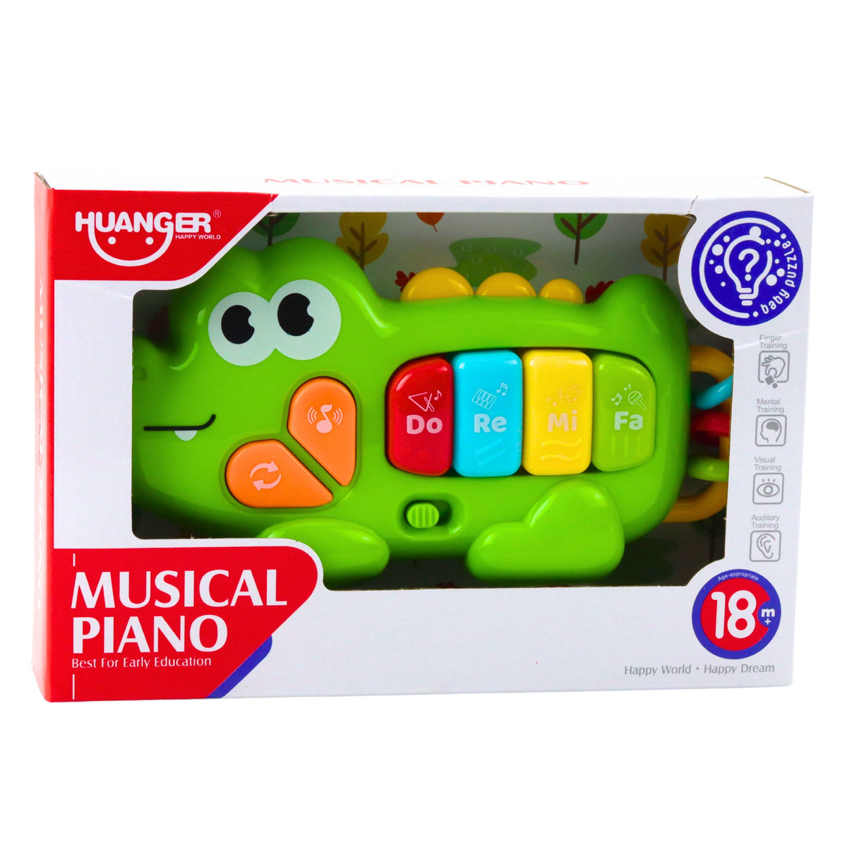 Interactive Musical Piano For Toddlers Crocodile Beads Green