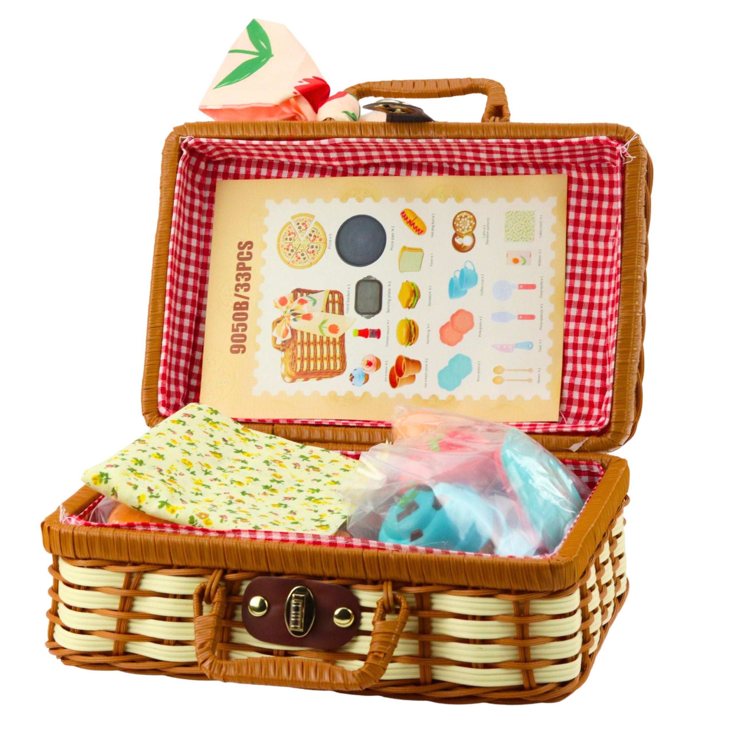 Picnic Basket Set Braided Food Accessories 33 Pcs.
