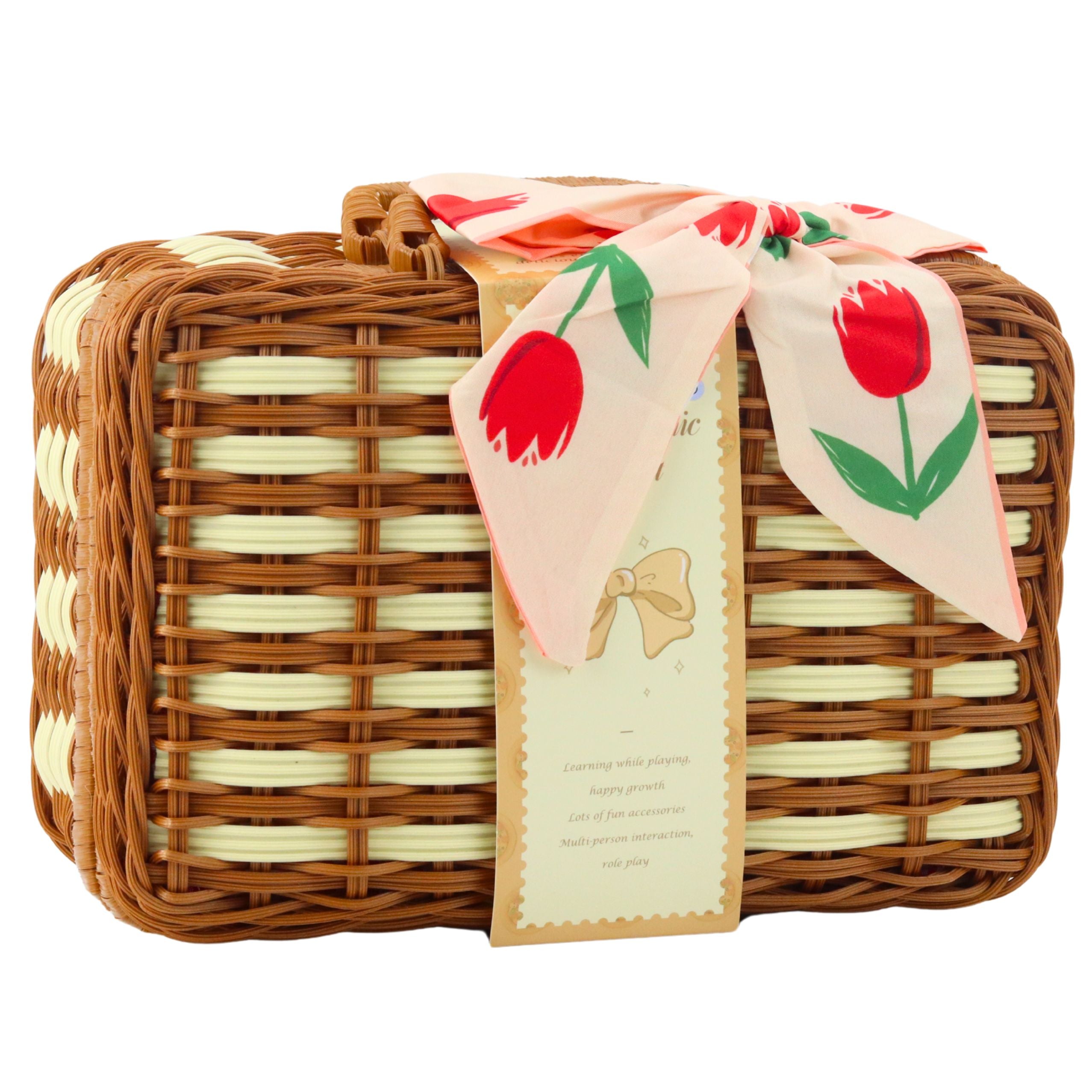 Picnic Basket Set Braided Food Accessories 33 Pcs.