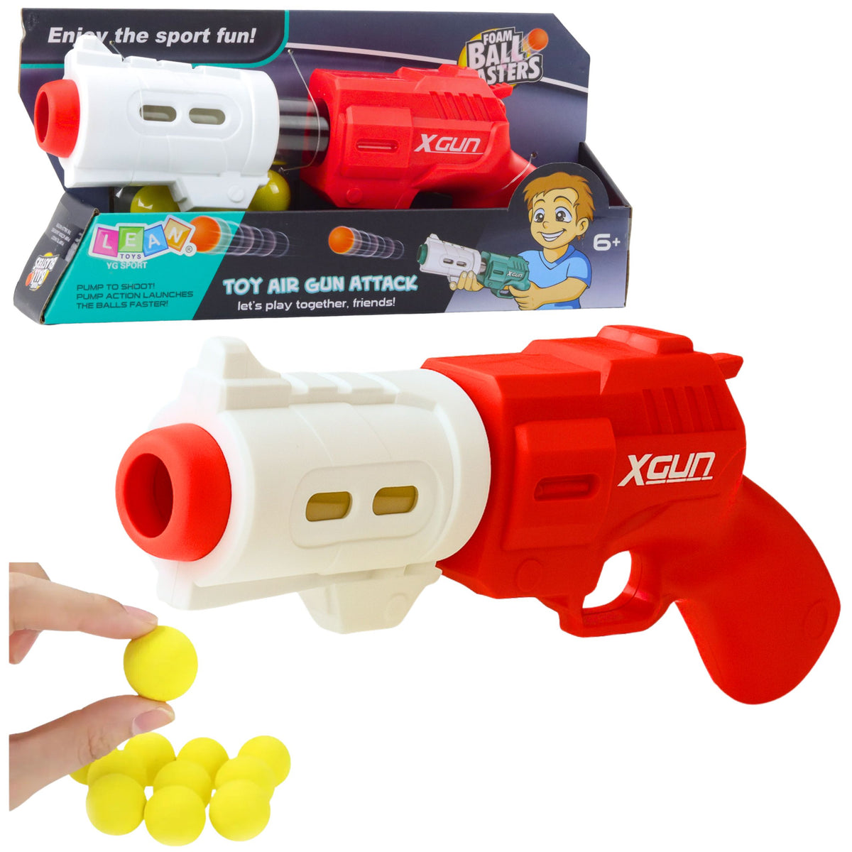 Pistol Weapon For Soft Foam Balls Xgun Red 6 Pcs.