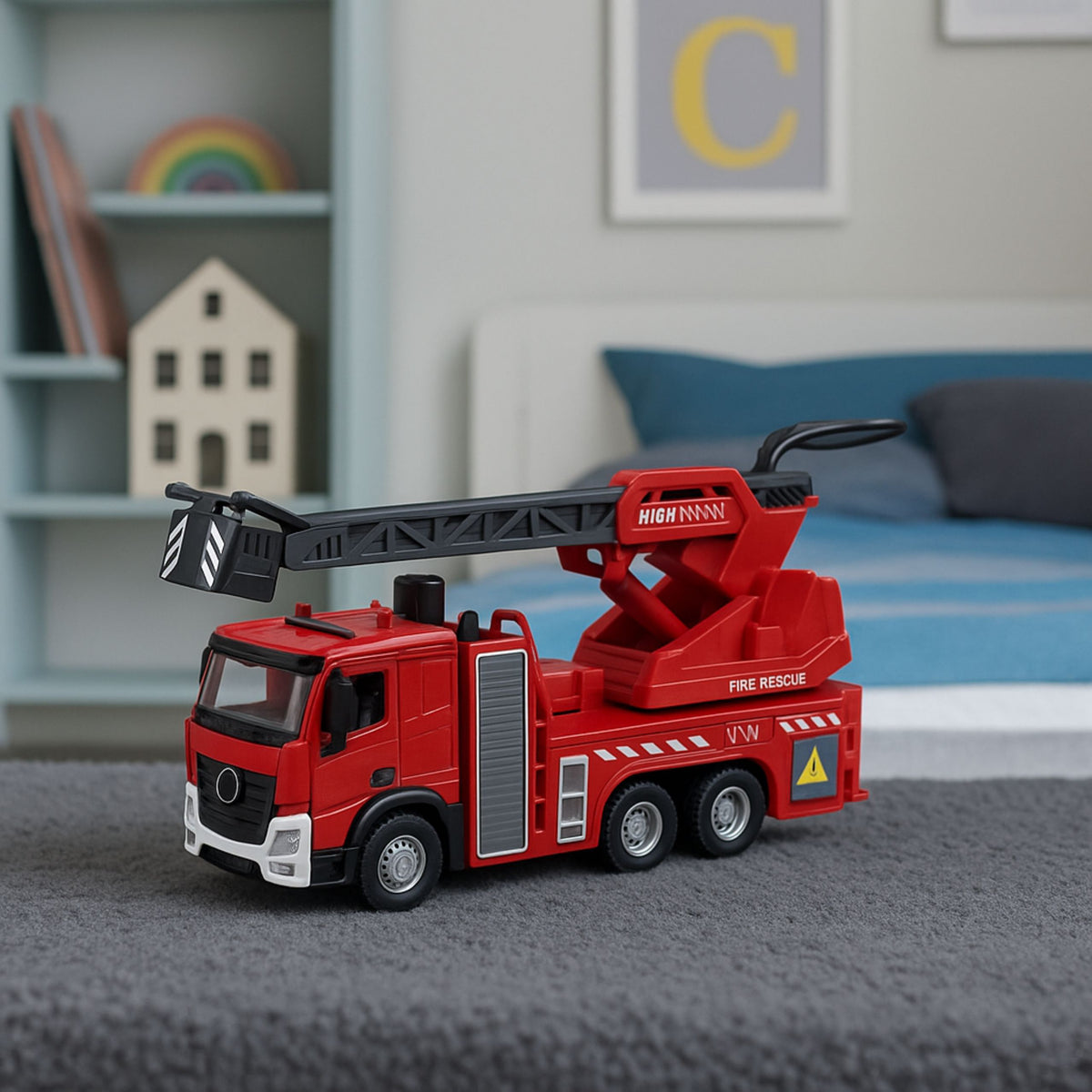 Fire Truck With Boom Hose Water Spray Lights Sounds
