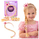 Headband With Long Braid Pink Ribbon Diamonds Crown 50 Cm
