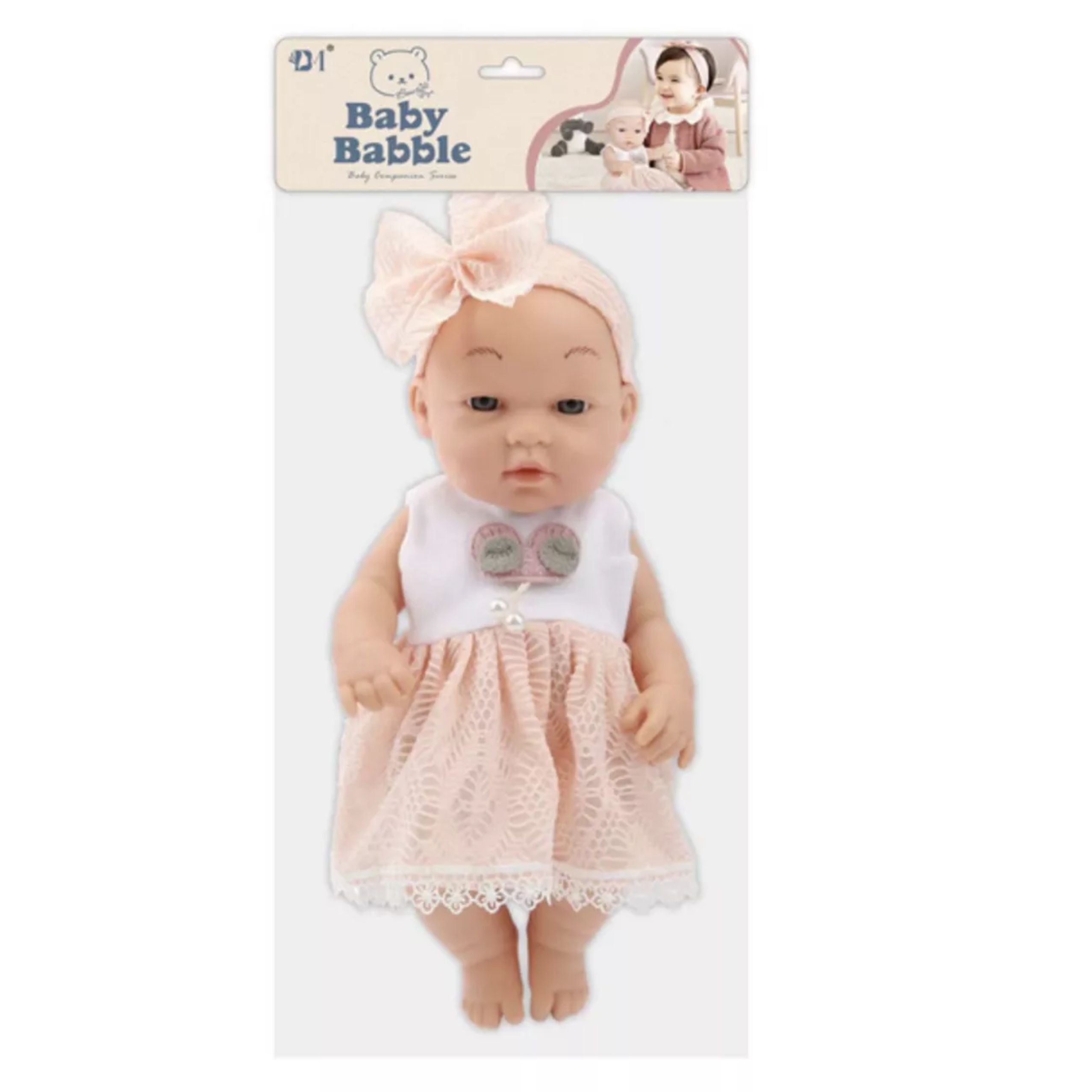 Baby Doll In A Pink Dress Headband Movable Arms And Legs 30cm