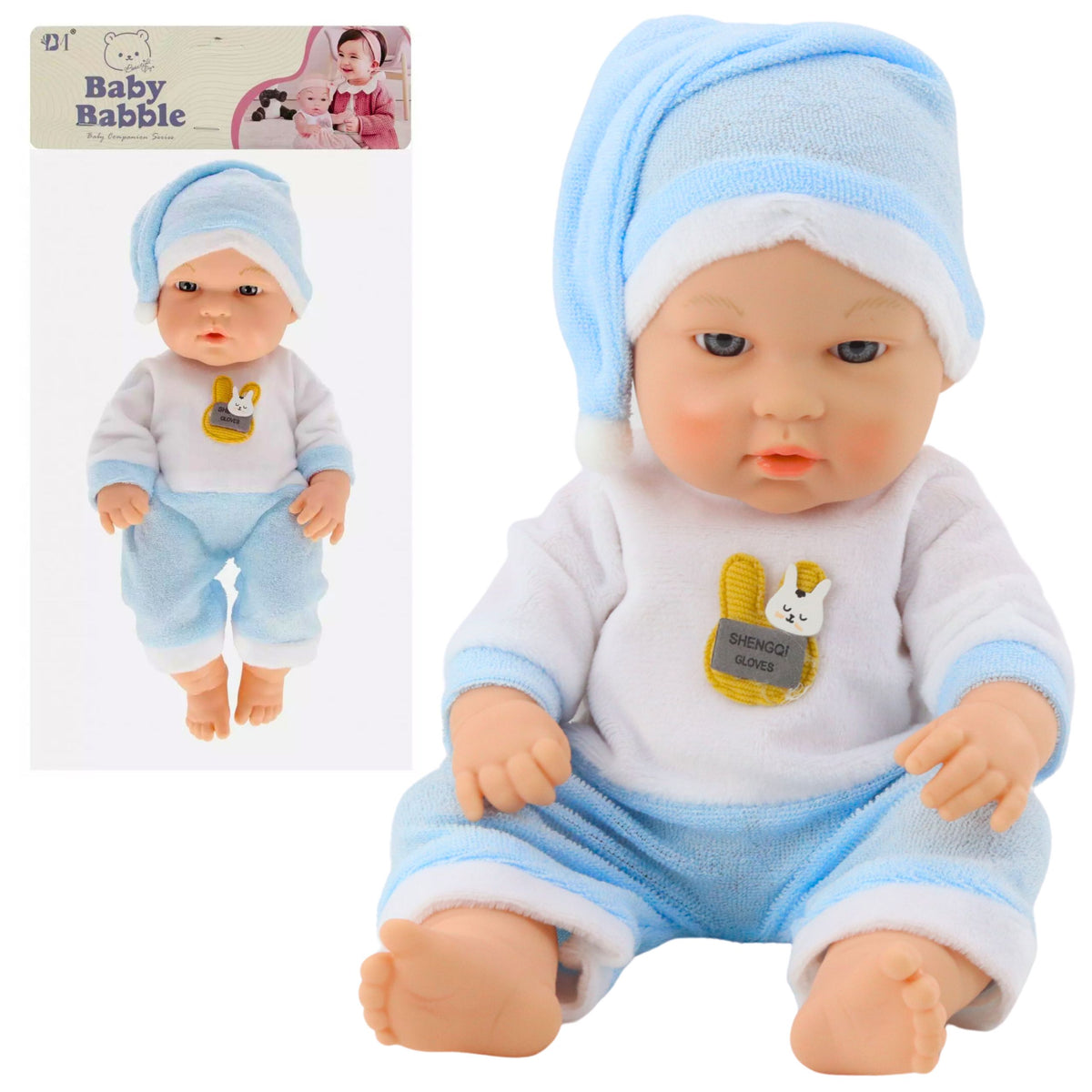 Baby Doll In Blue Pajamas Hat Movable Arms And Legs 30cm