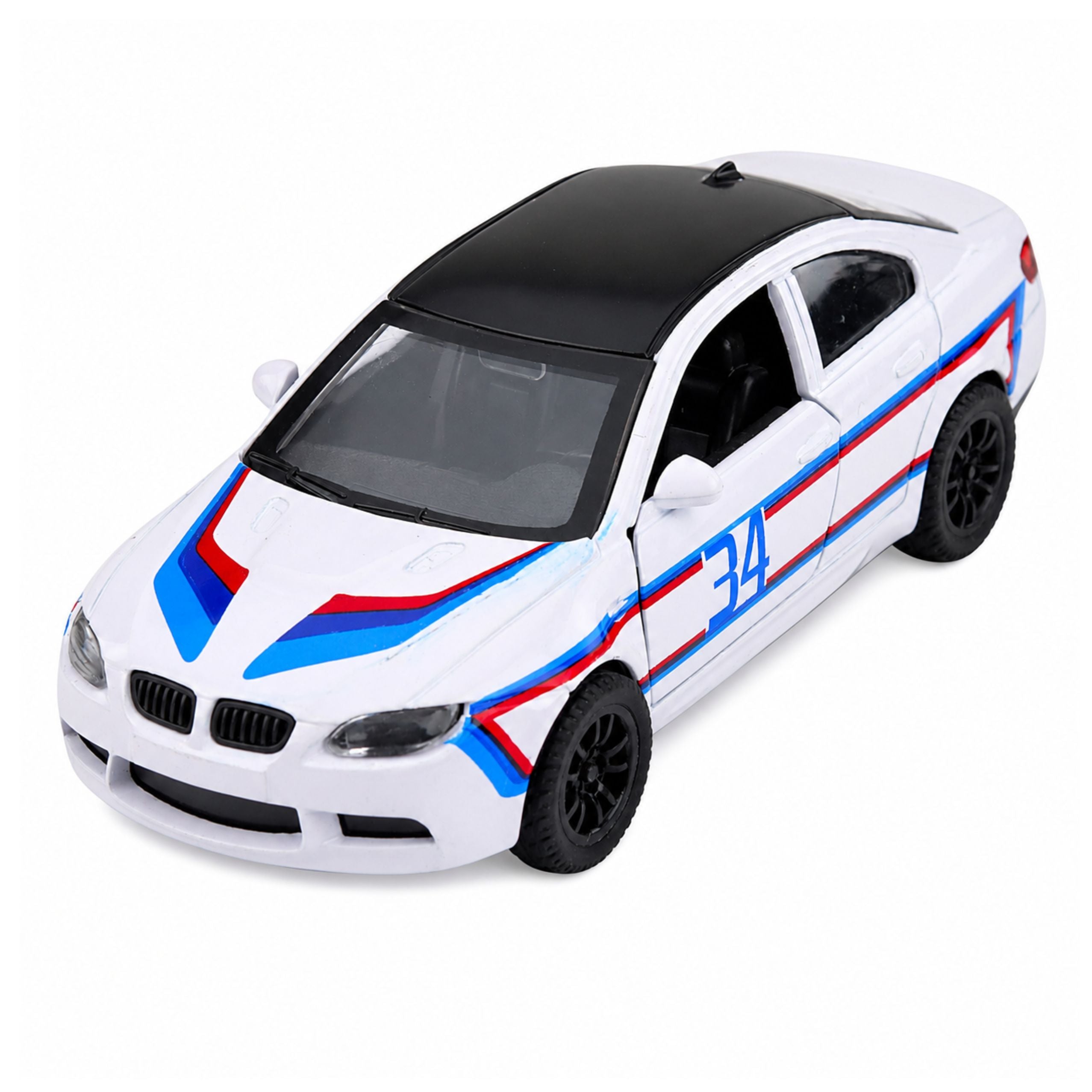 Sports Car Metal Car Pull-back Drive Opening Doors White 1:32