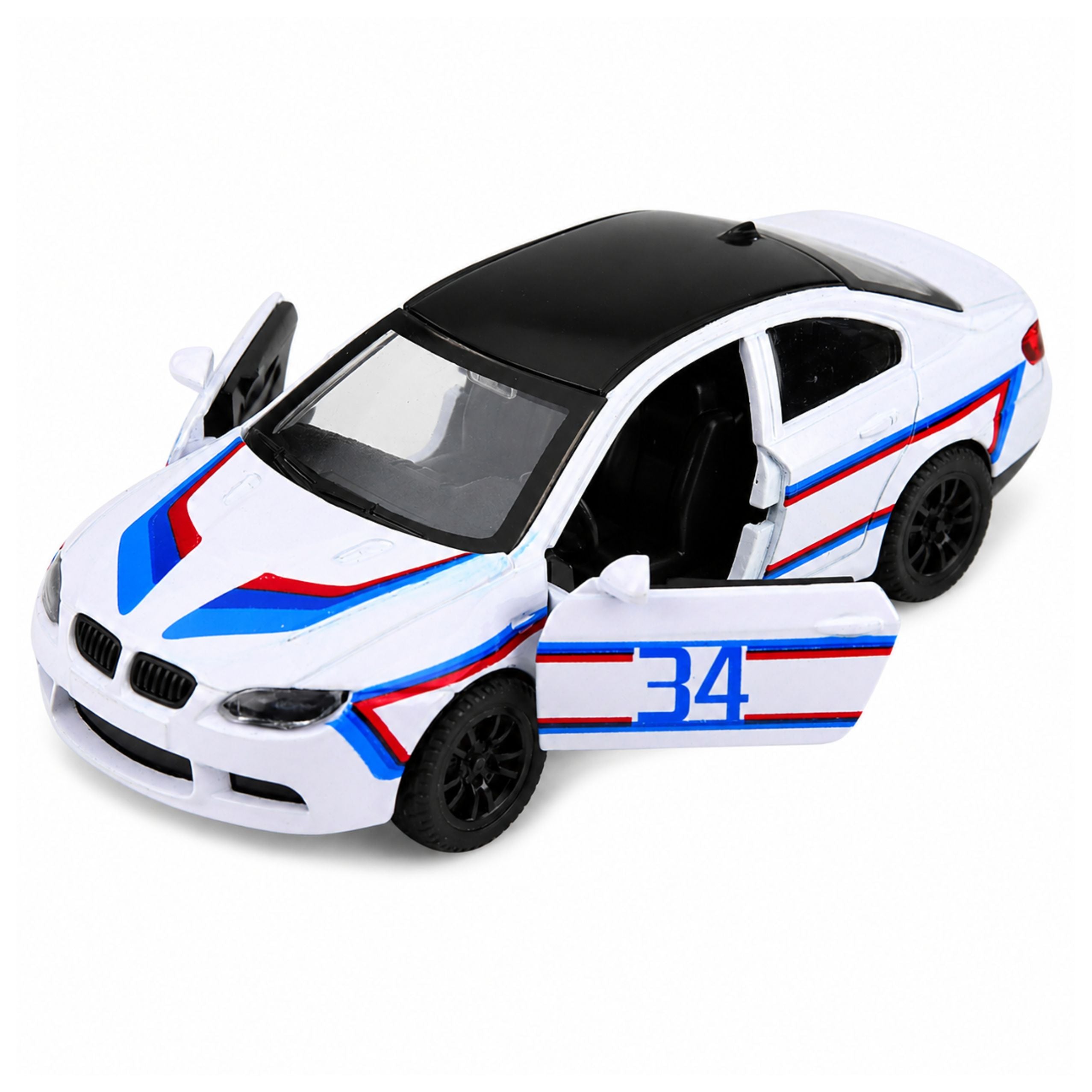 Sports Car Metal Car Pull-back Drive Opening Doors White 1:32