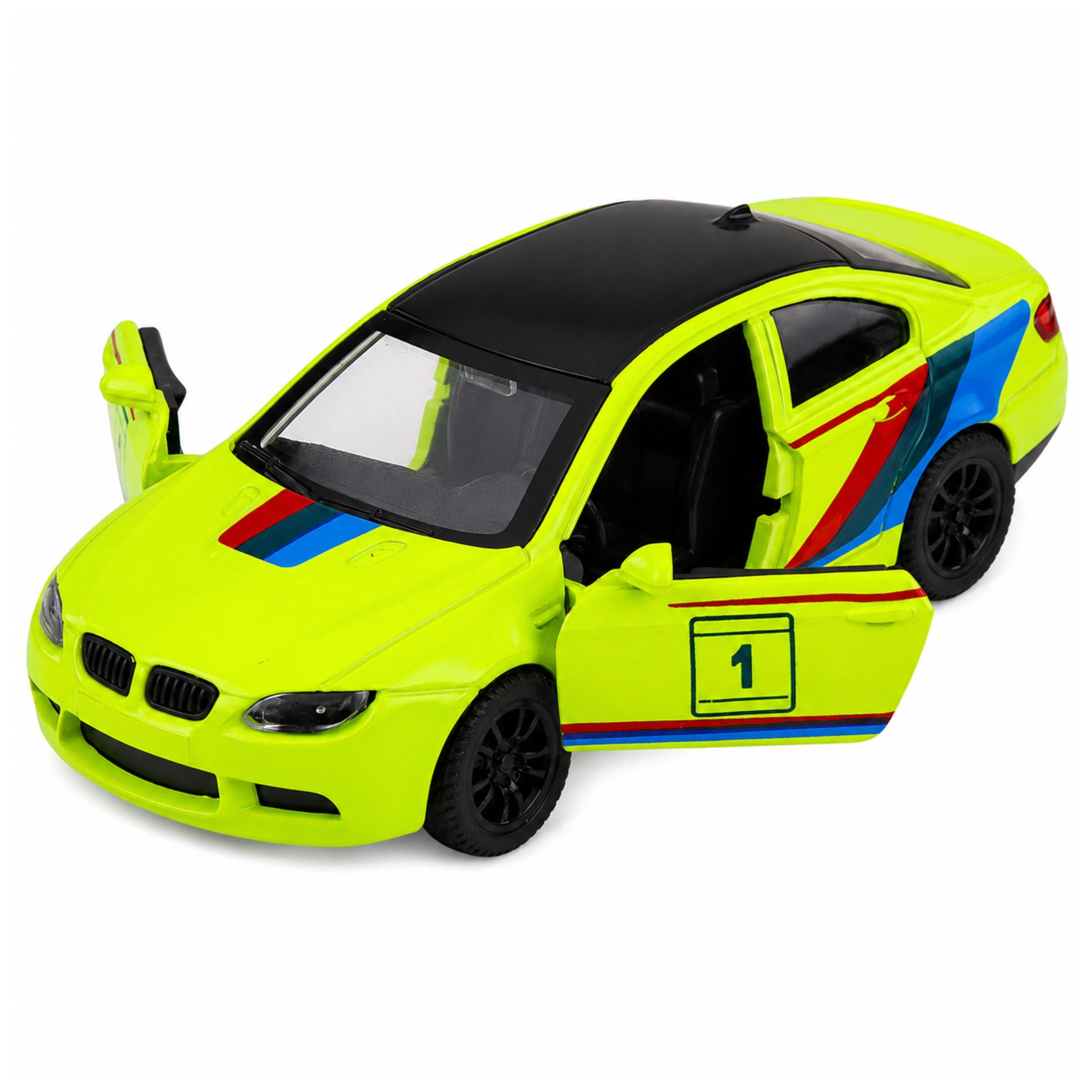 Sports Car Metal Car Pull-back Drive Yellow Neon 1:32