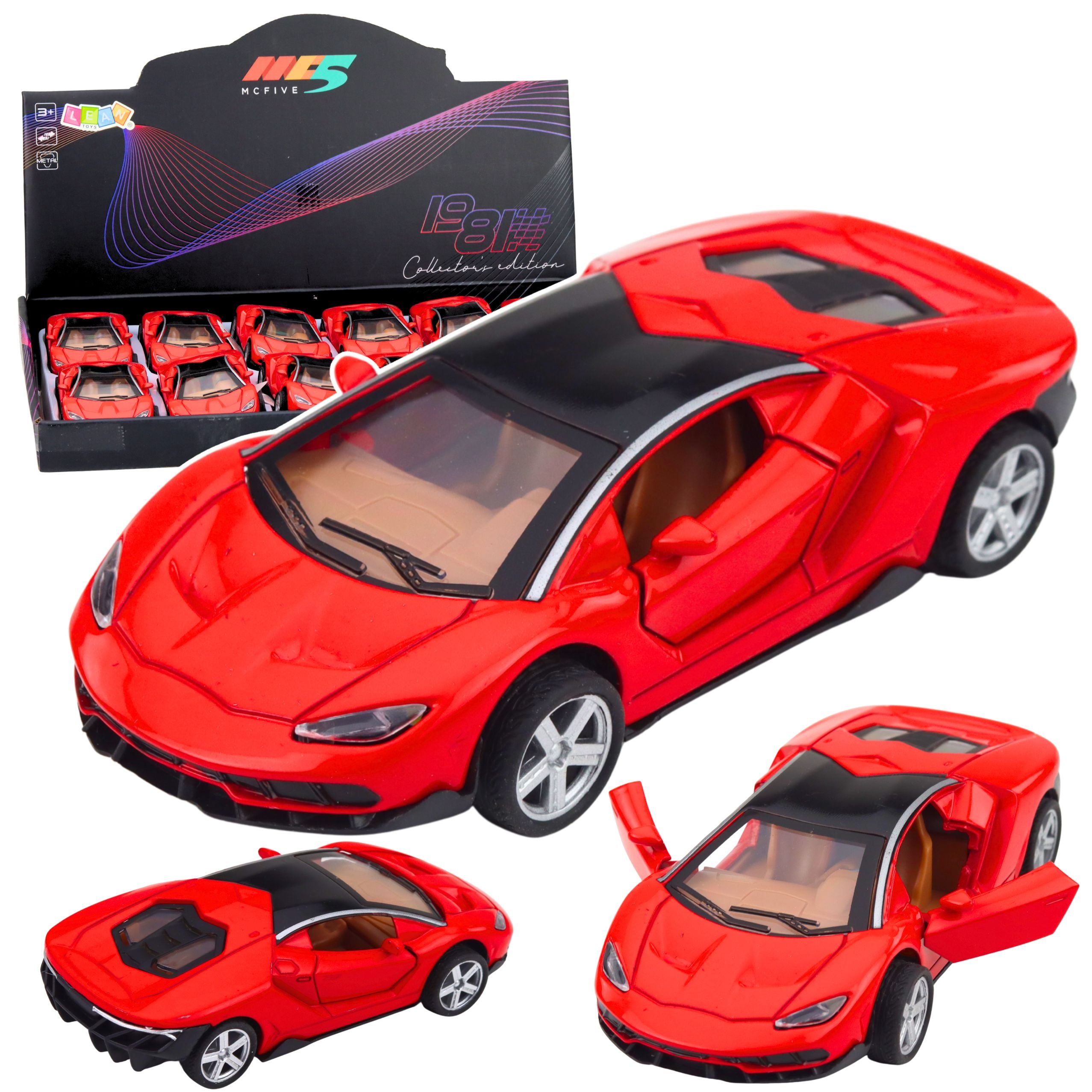 Sports Car Metal Opening Doors Lights Sounds Red 1:32
