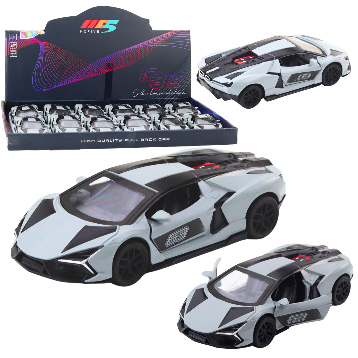 Sportautó Metal Race Drive Nyíló ajtók szürke 1:32