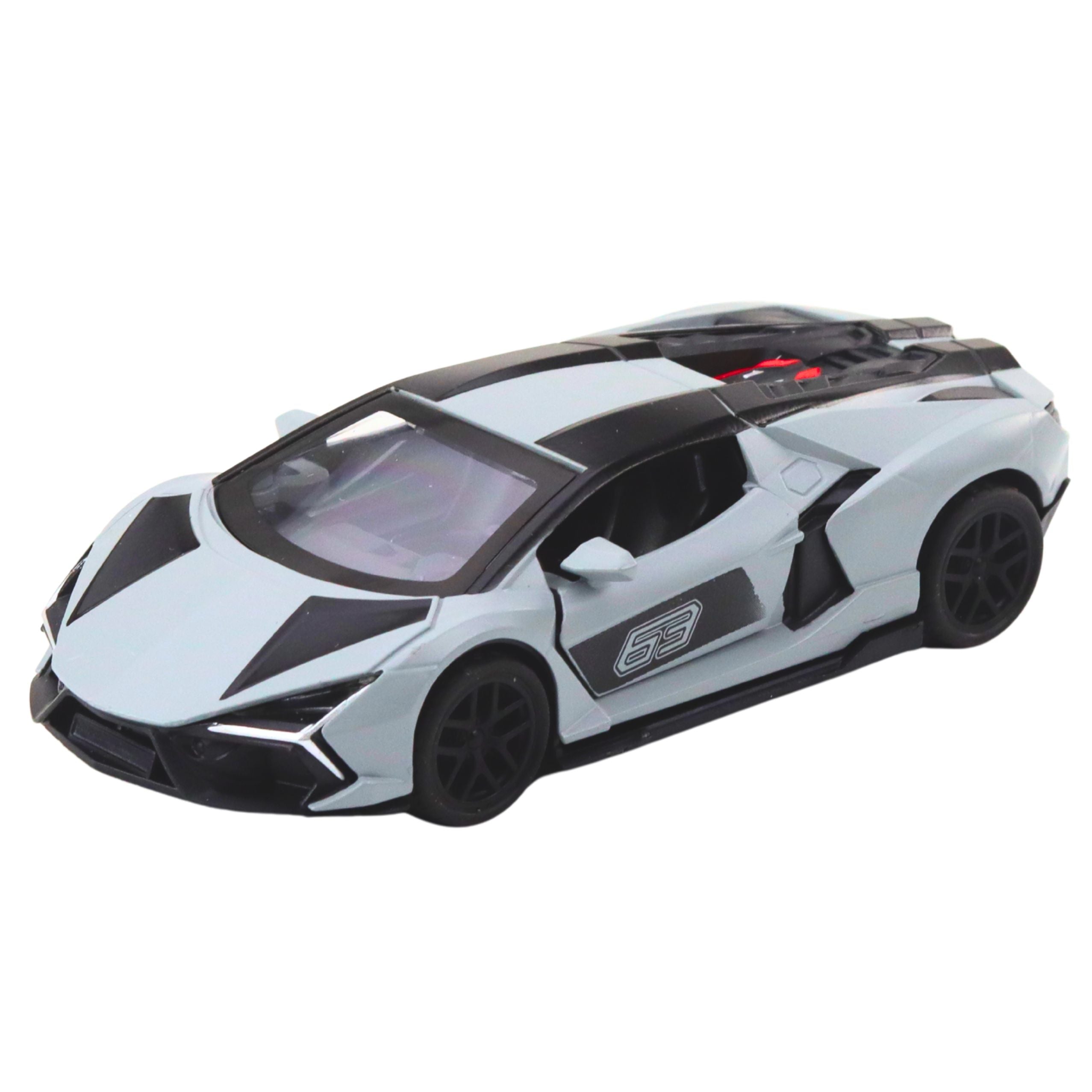 Sports Car Metal Race Drive Opening Doors Gray 1:32