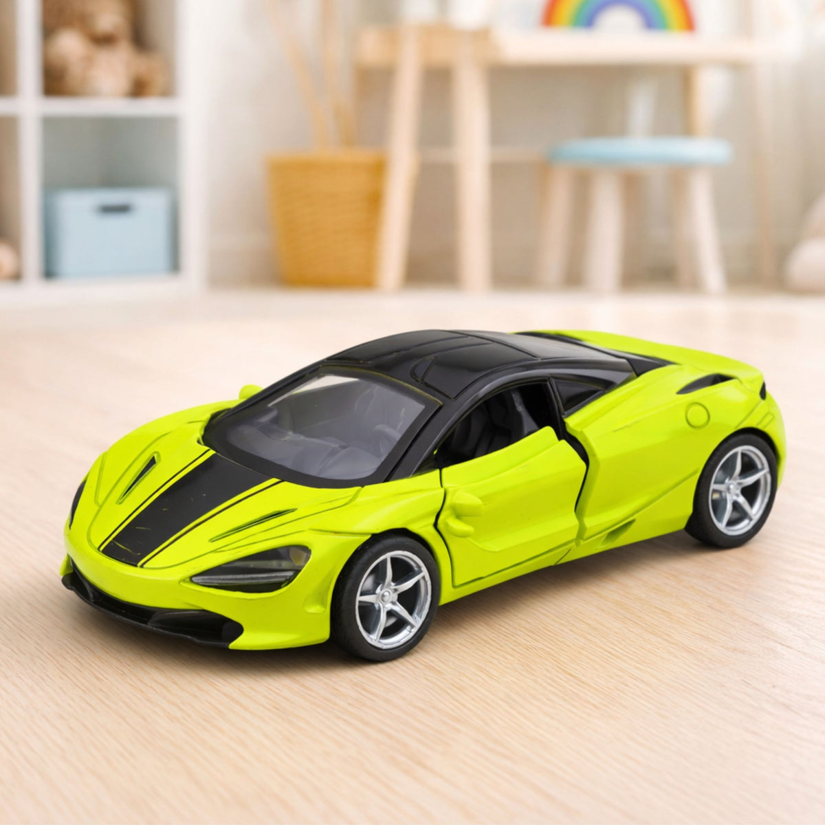 Sports Car Metal Drive Lights Sounds Green 1:32