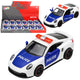 Sports Car Police Car With Motorized Metal Pull-back White 1:43