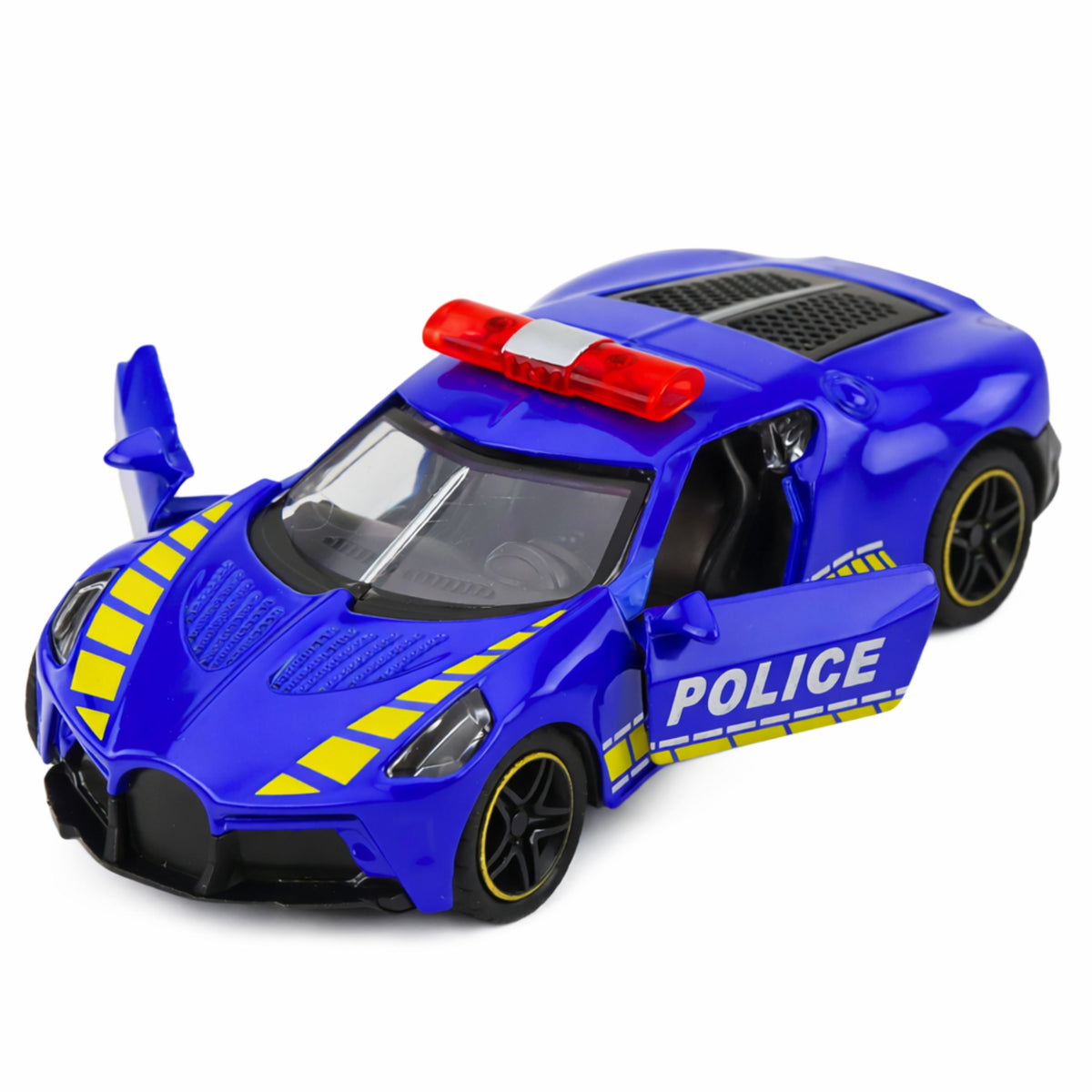 Sportbil Polisbil Med Motordrivning Metall Blå 1:43