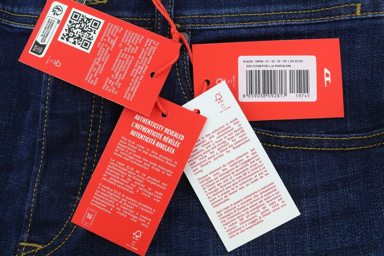 Diesel 2023 D-finitive 09f89 Men Jeansblue Faded Tapered Fit Rrp150