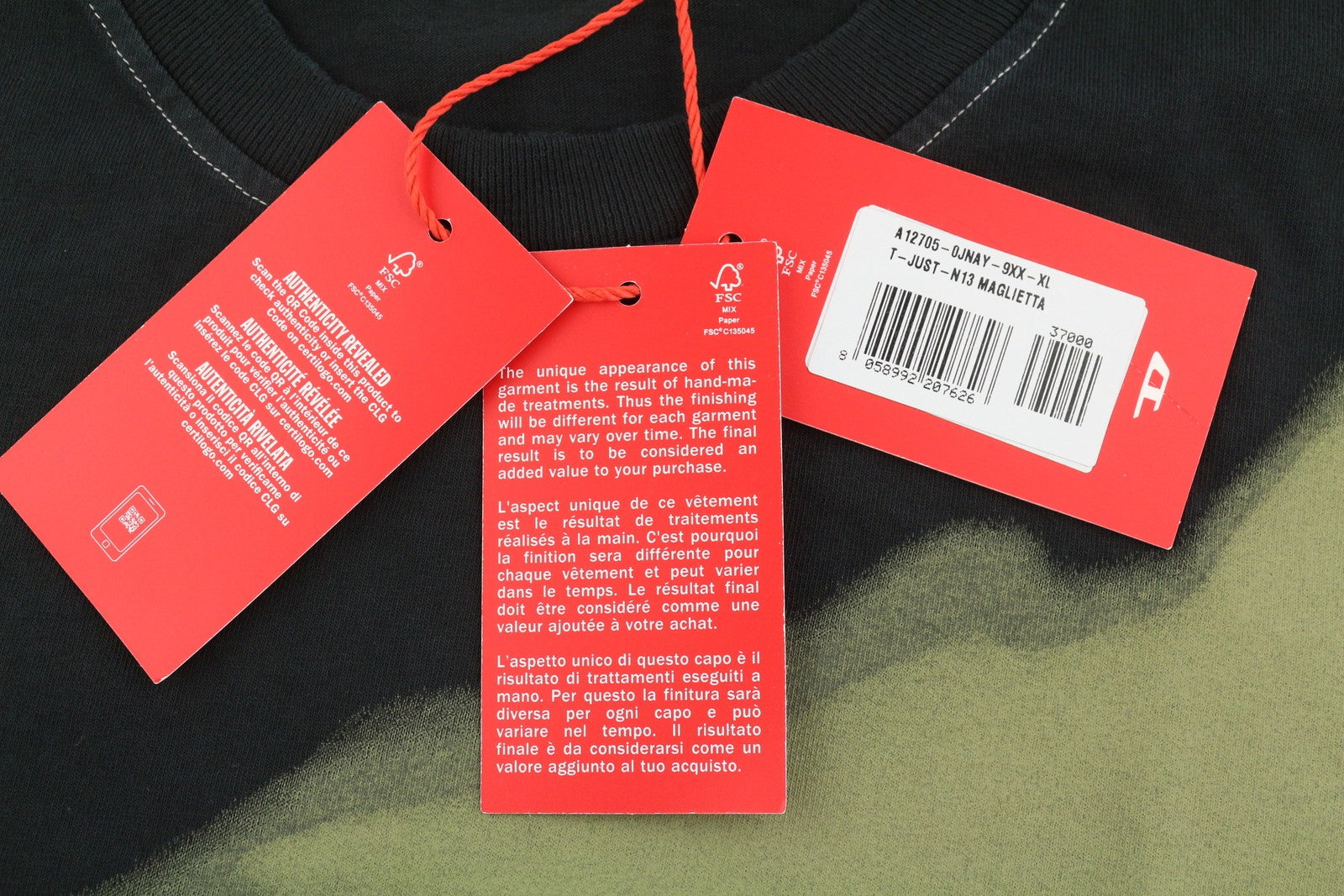 Diesel T-just-n13 T-shirt da uomo con logo nero girocollo manica corta