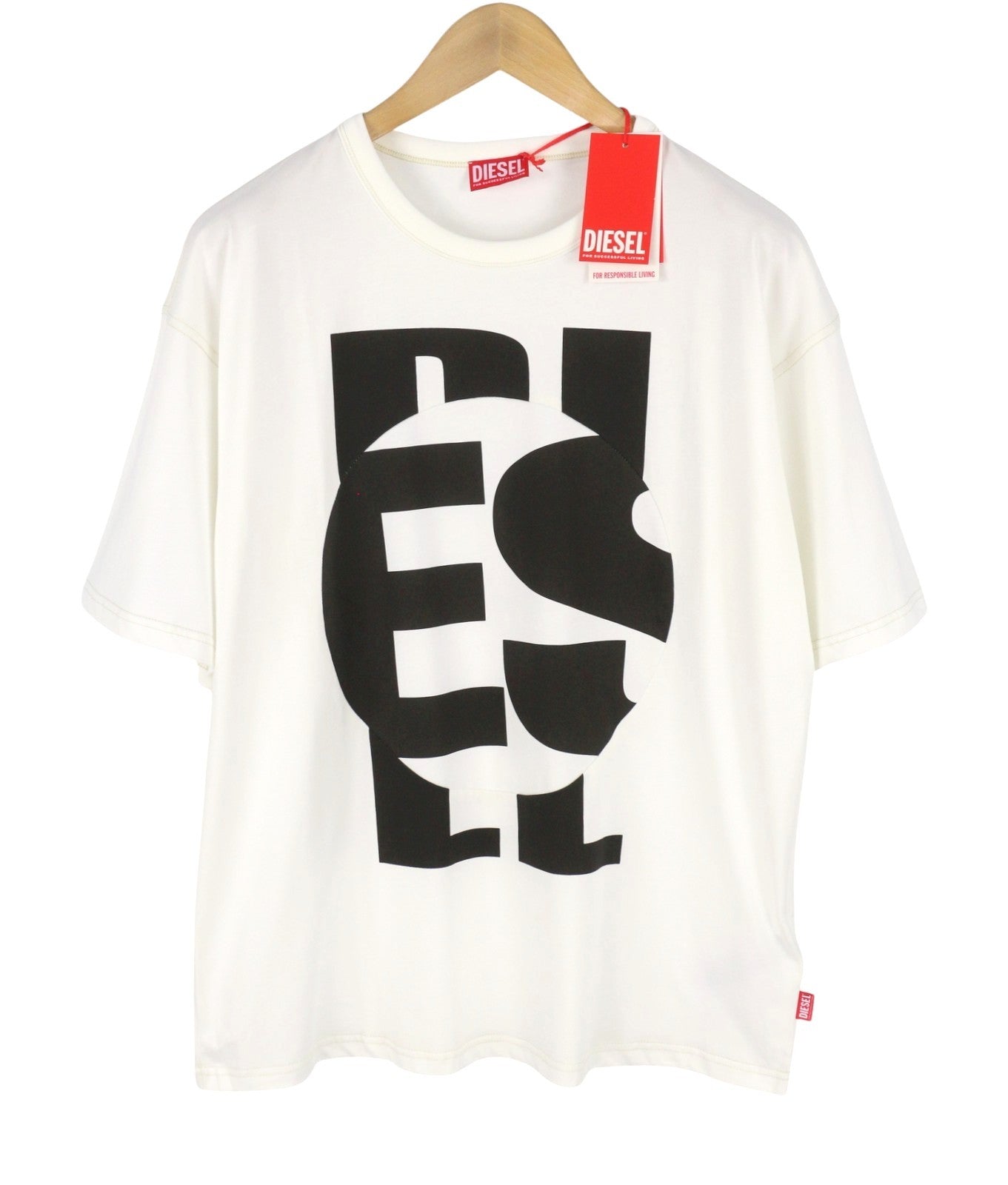 Diesel T-boxt-circle Pánské tričko bílé Oversized Crew Neck Krátký rukáv