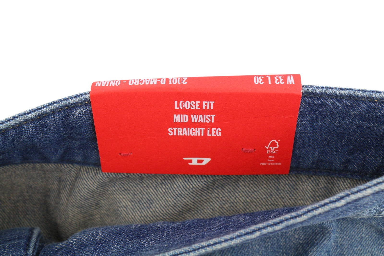 Diesel 2001 D-macro 0njan Herre Jeansblå Loose Fit Lige ben Rrp175