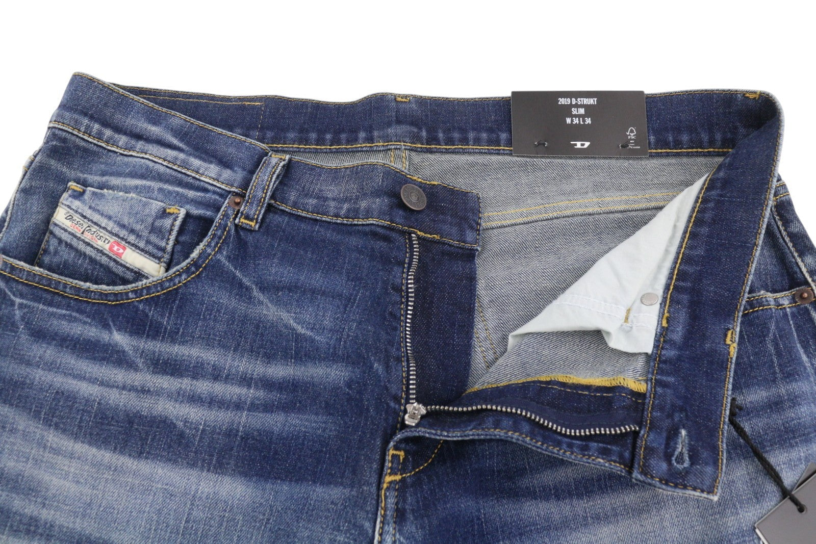 Diesel 2019 D-strukt R8i0c Men Jeansblue Faded Distress Rrp250