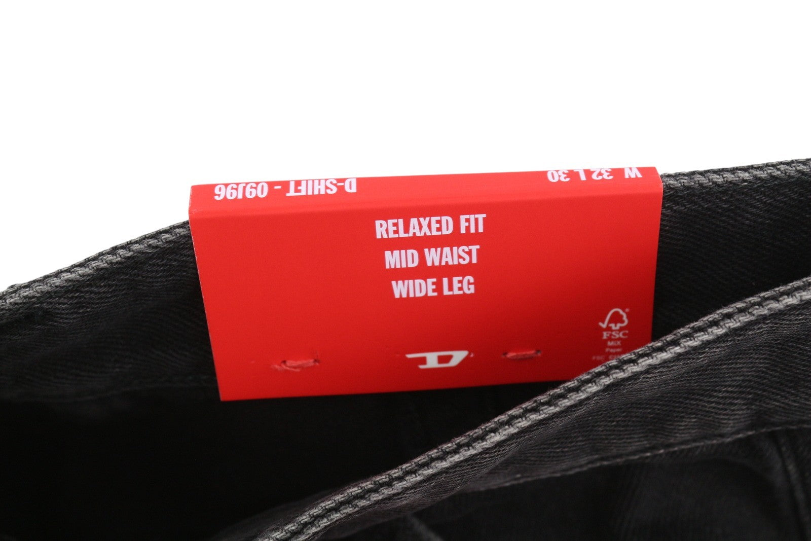 Diesel D-shift 09j96 Herre jeanssort Relaxed Fit Wide Ben Unisex Rrp325