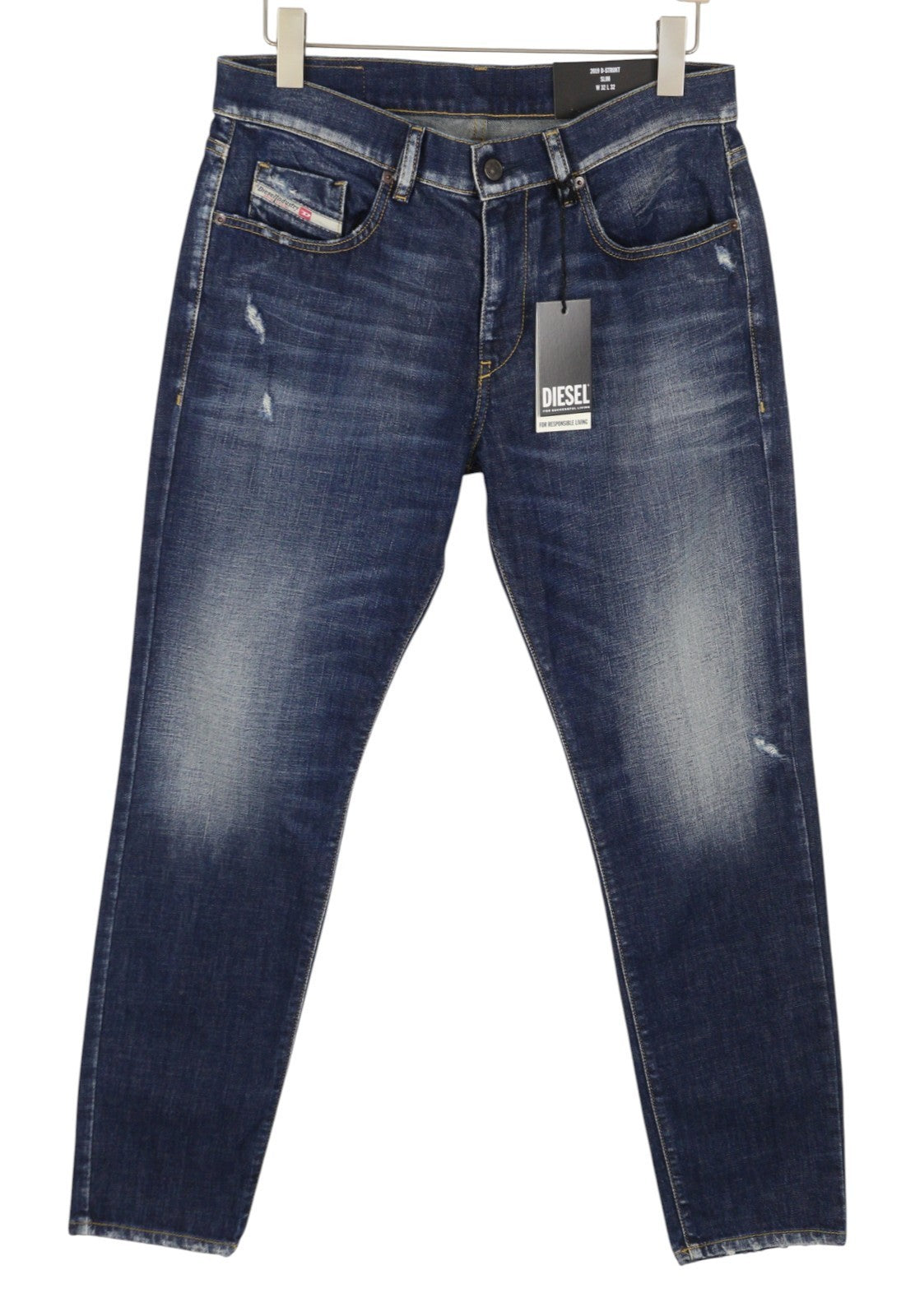 Diesel 2019 D-strukt R917i Men JeansBlue Faded Distress Slim Rrp195