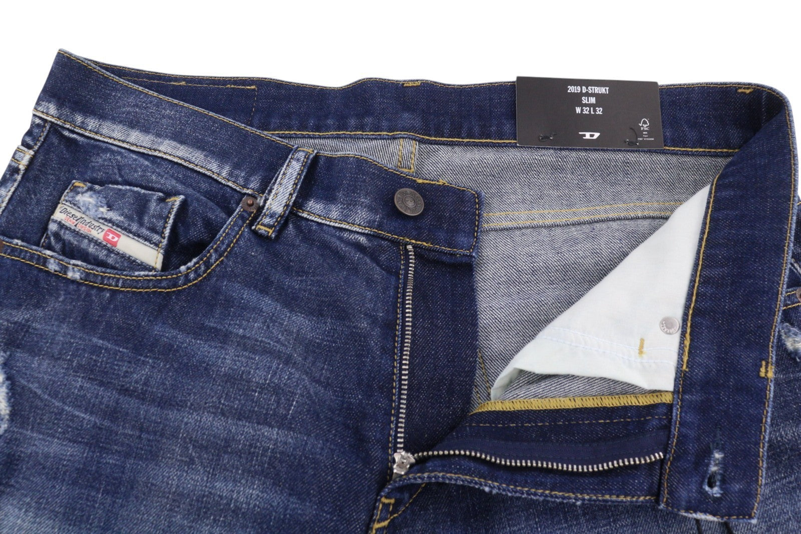 Diesel 2019 D-strukt R917i Men JeansBlue Faded Distress Slim Rrp195